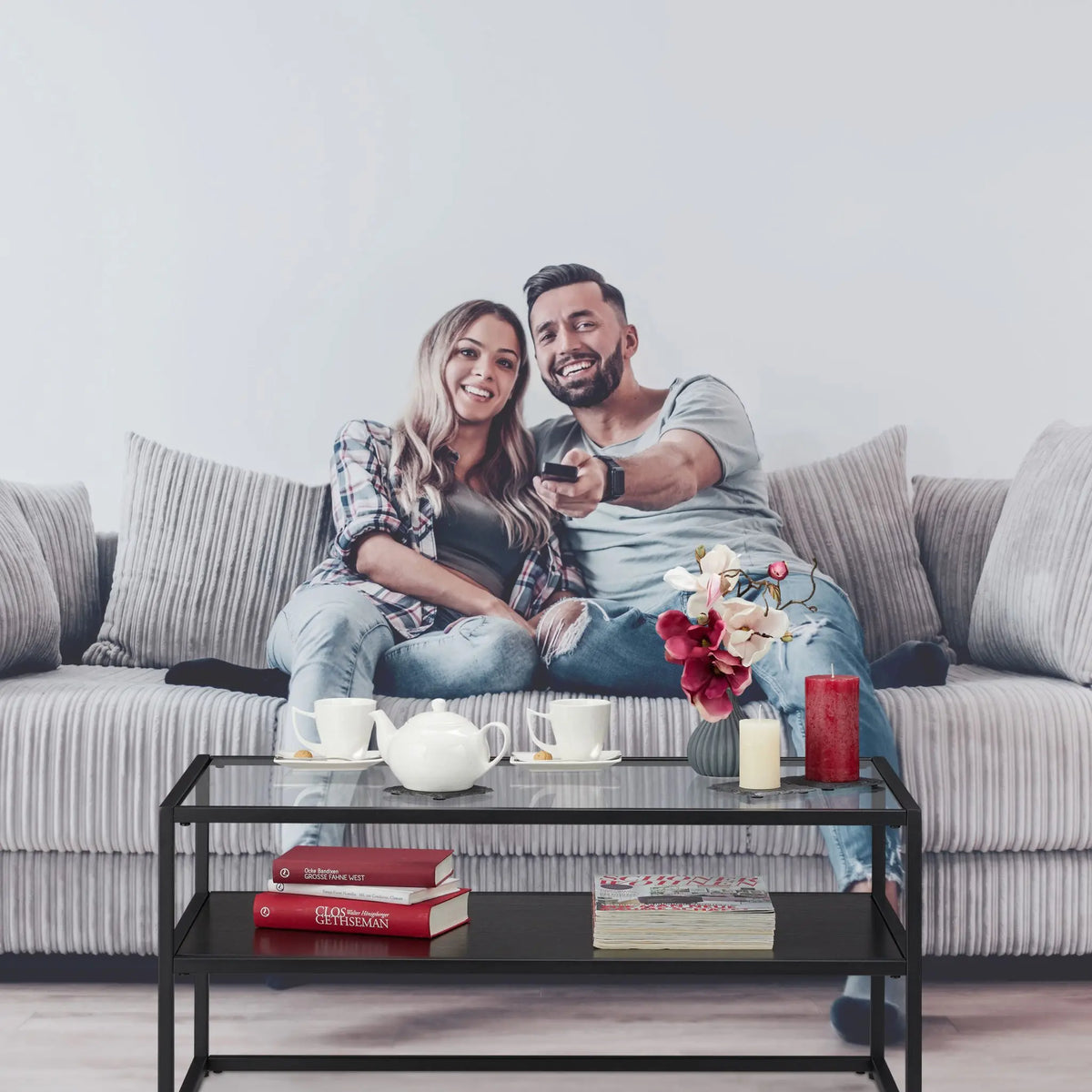 Couchtisch Glas Schwarz-Transparent von Relaxdays