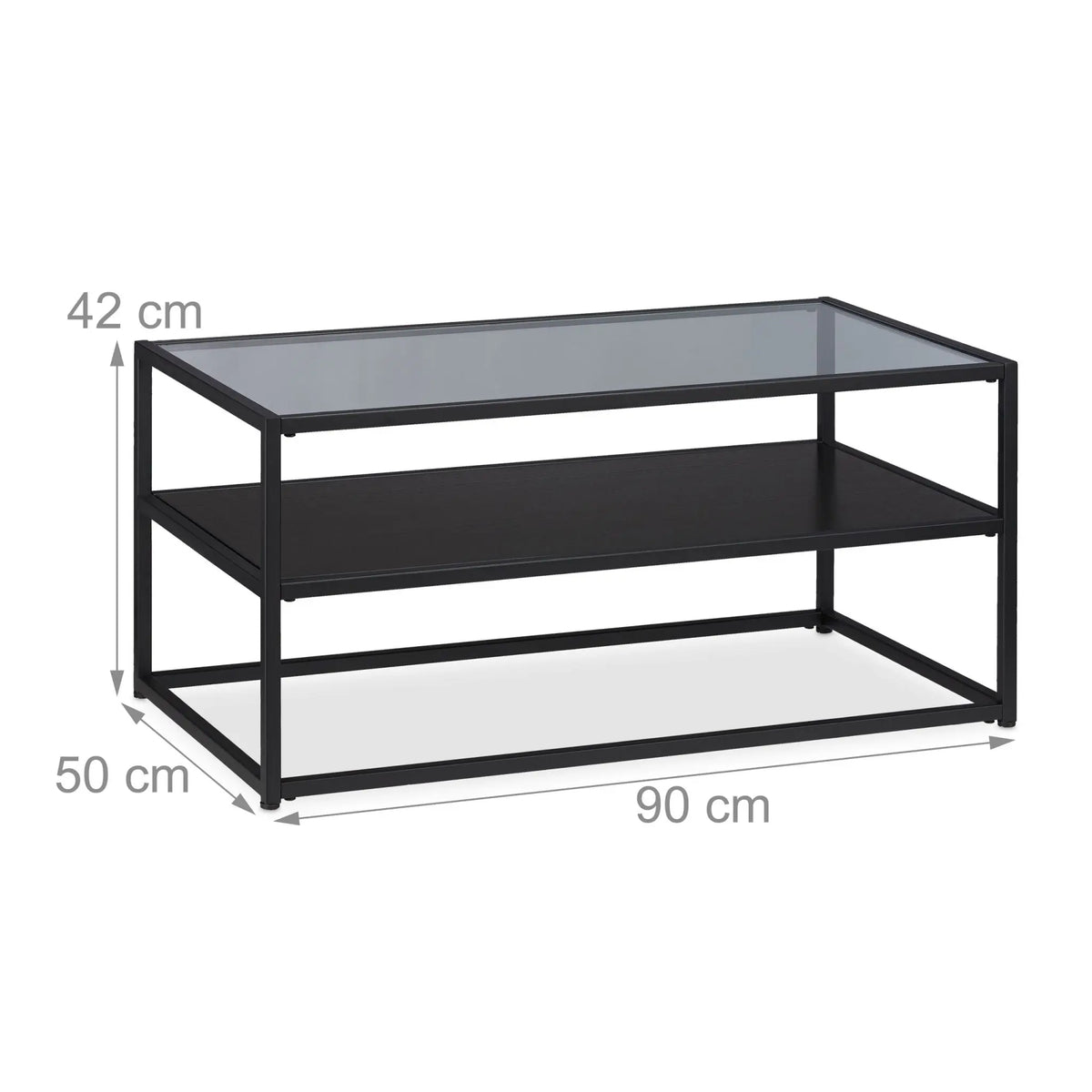 Couchtisch Glas Schwarz-Transparent von Relaxdays