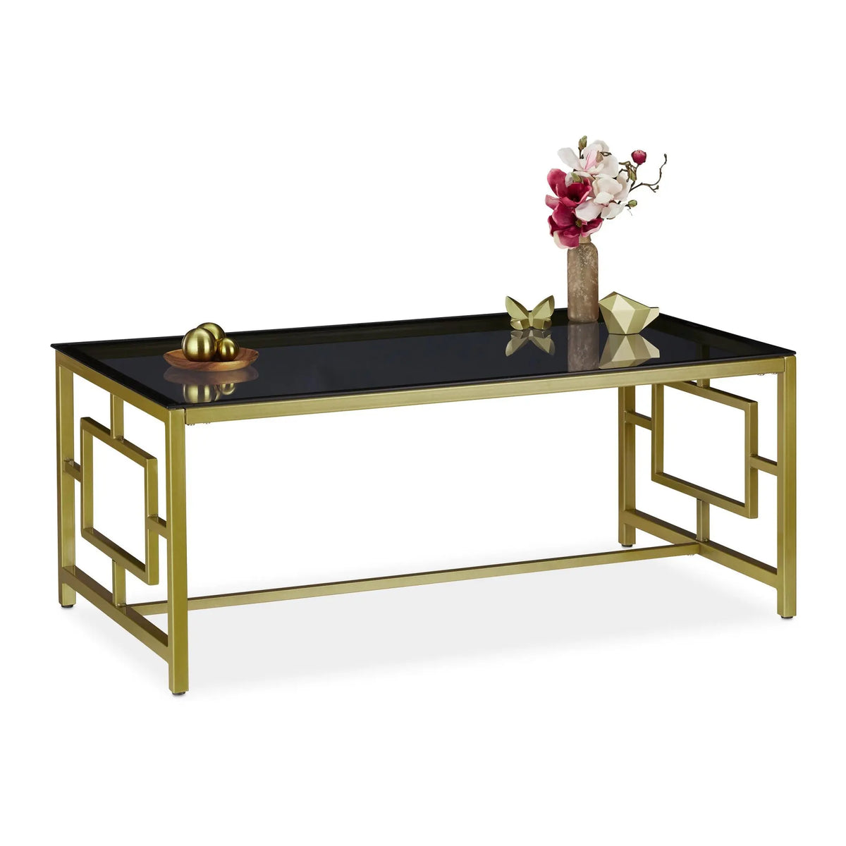 Couchtisch Glas Schwarz & Gold Gold-Schwarz von Relaxdays