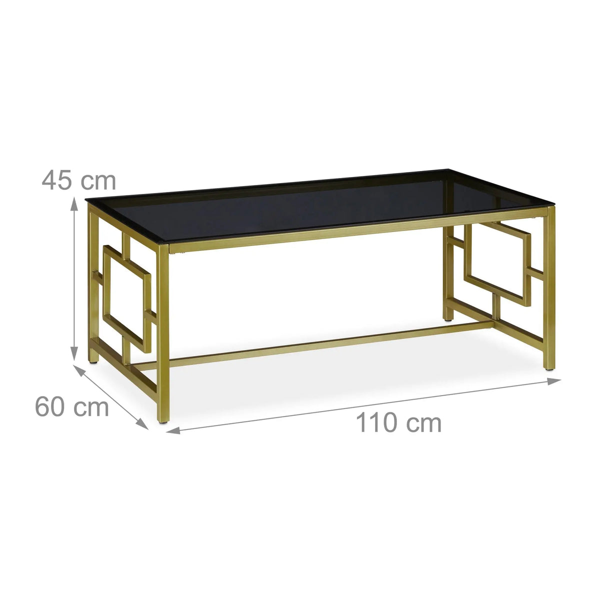 Couchtisch Glas Schwarz & Gold Gold-Schwarz von Relaxdays