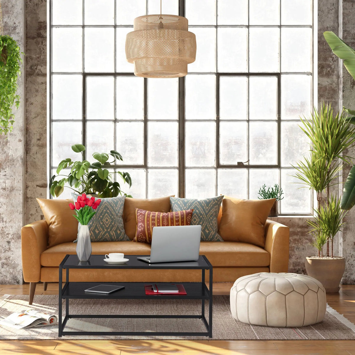Couchtisch mit Glasplatte Schwarz von Relaxdays