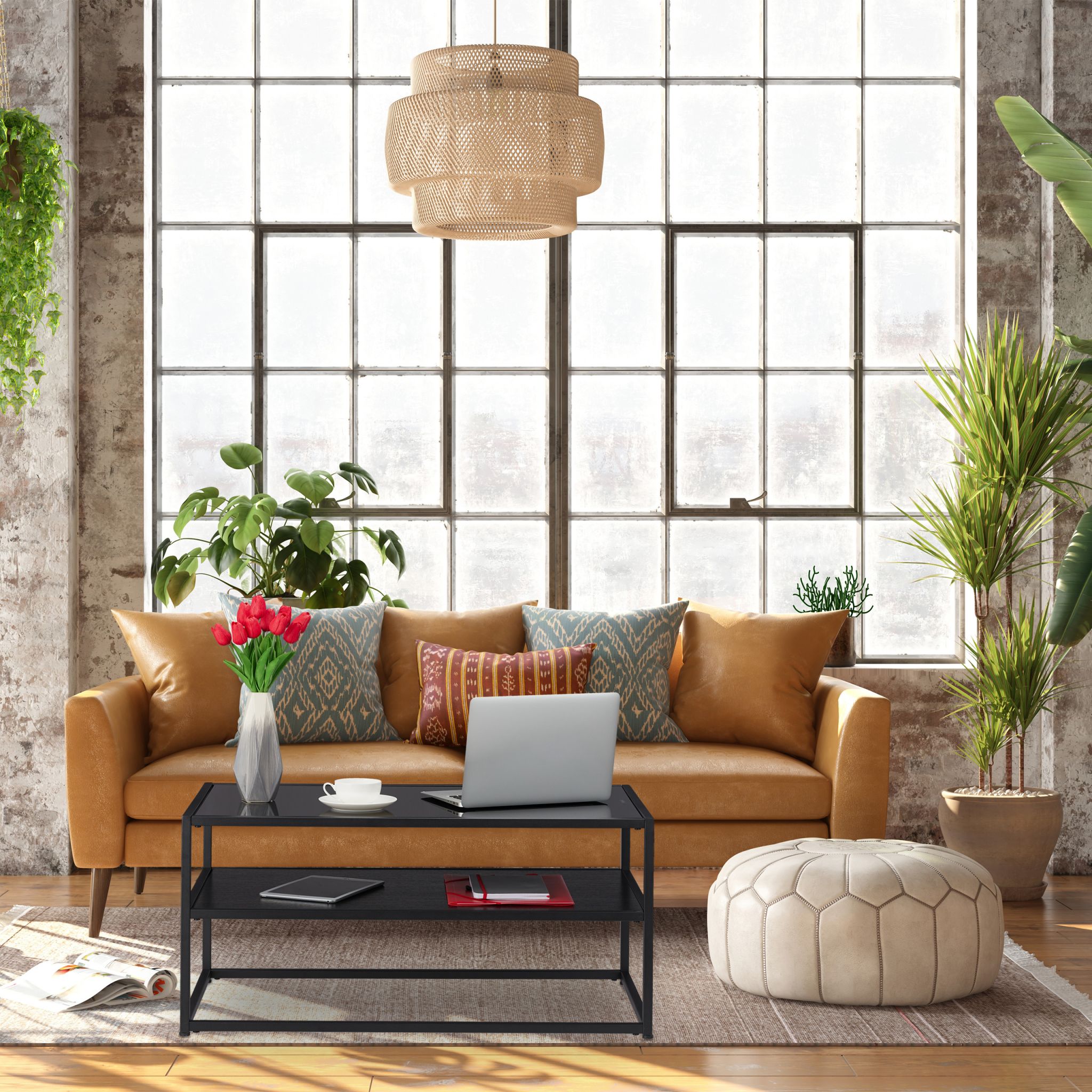 Couchtisch mit Glasplatte Schwarz von Relaxdays