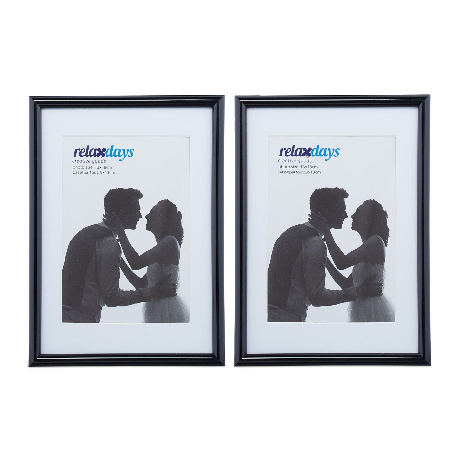 Bilderrahmen 2er-Set 13 x 18 cm Weiss-Schwarz von Relaxdays