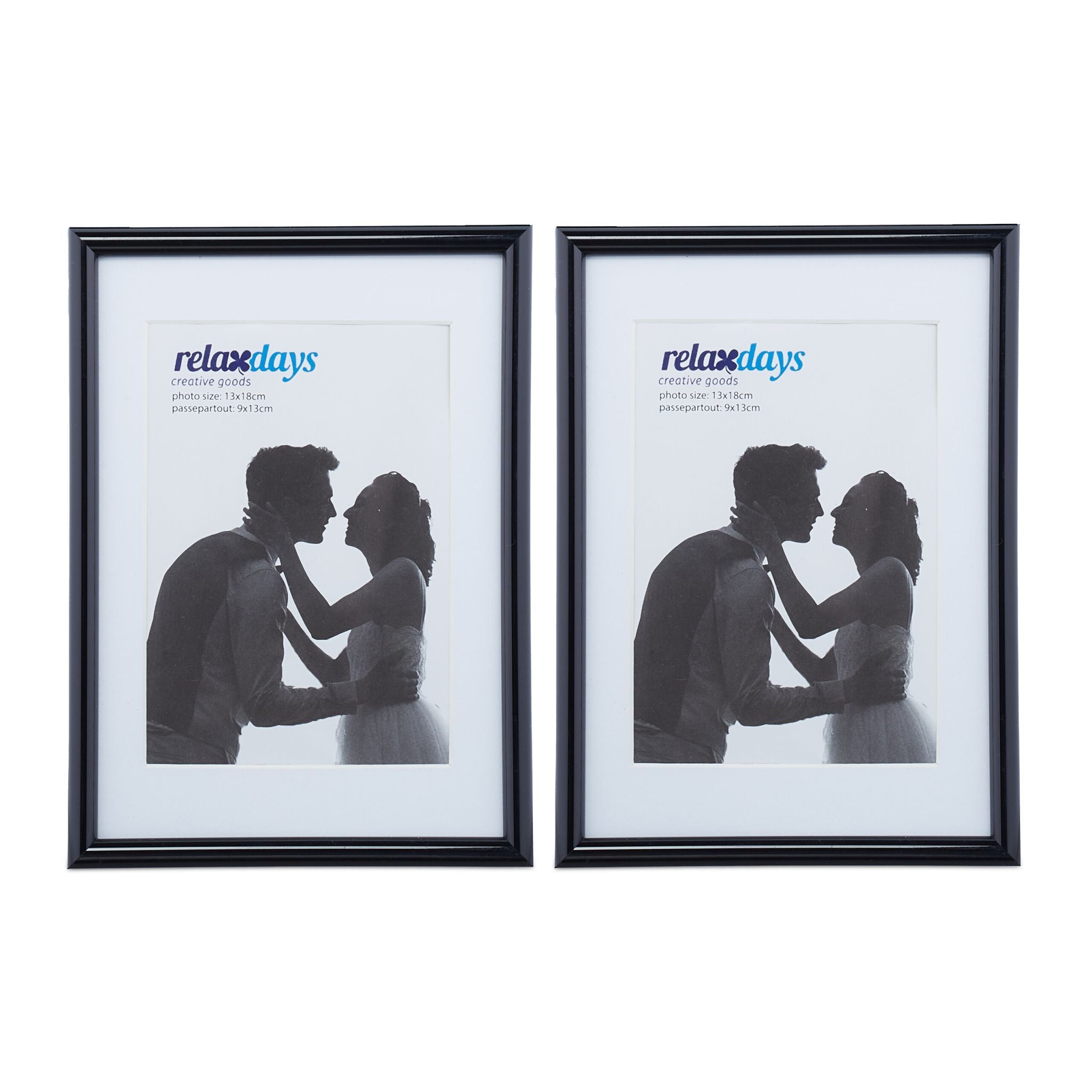 Bilderrahmen 2er-Set 13 x 18 cm Weiss-Schwarz von Relaxdays