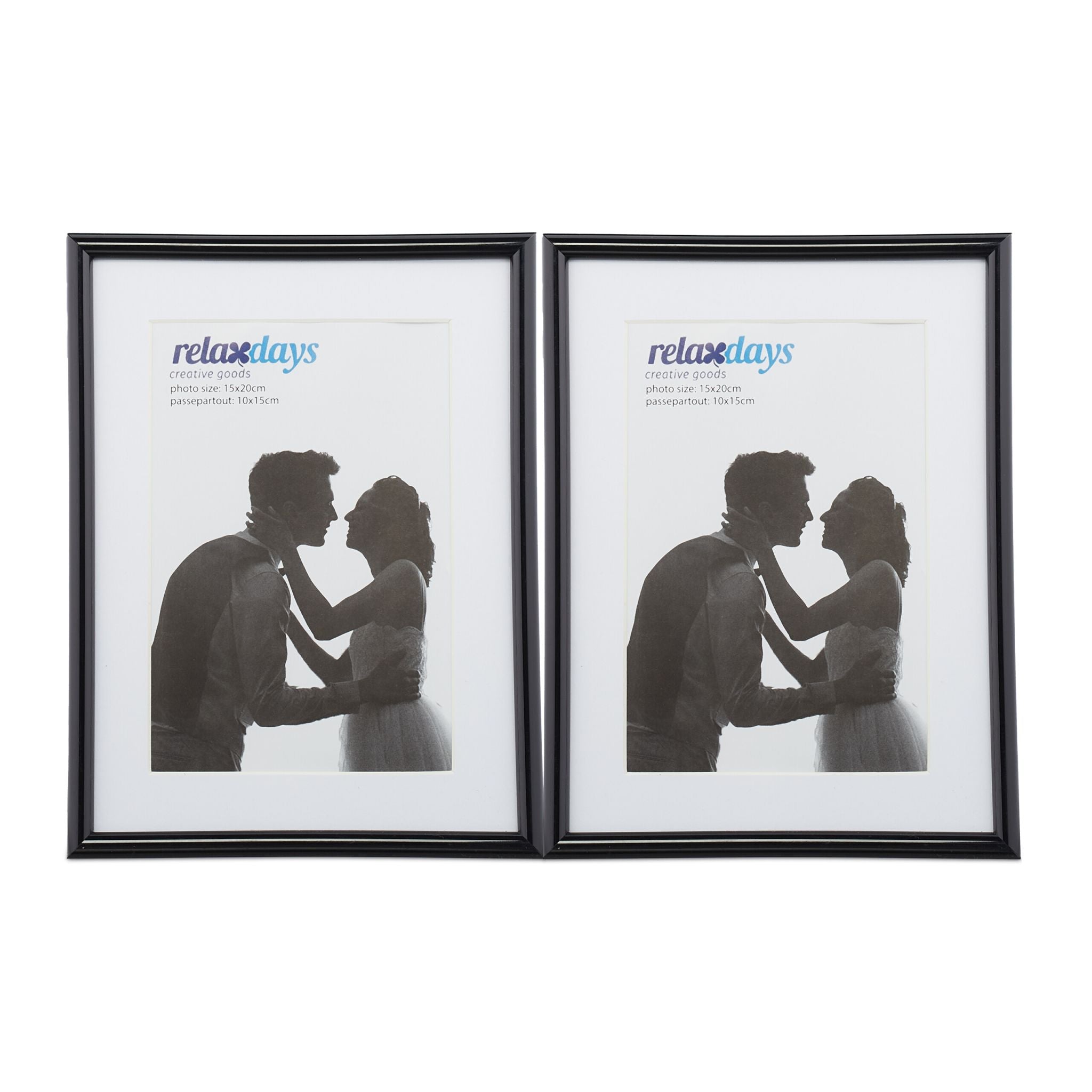 Bilderrahmen 2er-Set 15 x 20 cm Weiss-Schwarz von Relaxdays
