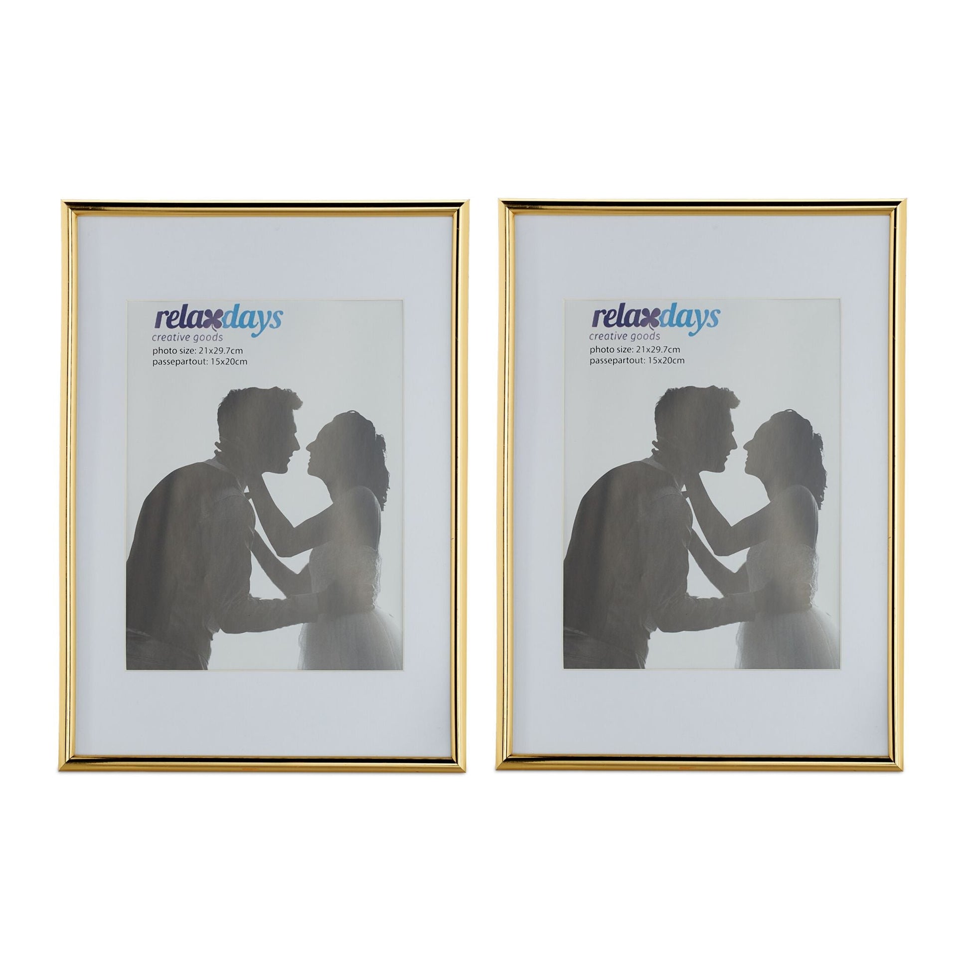 Bilderrahmen 2er-Set 20x30 cm Weiss-Gold von Relaxdays