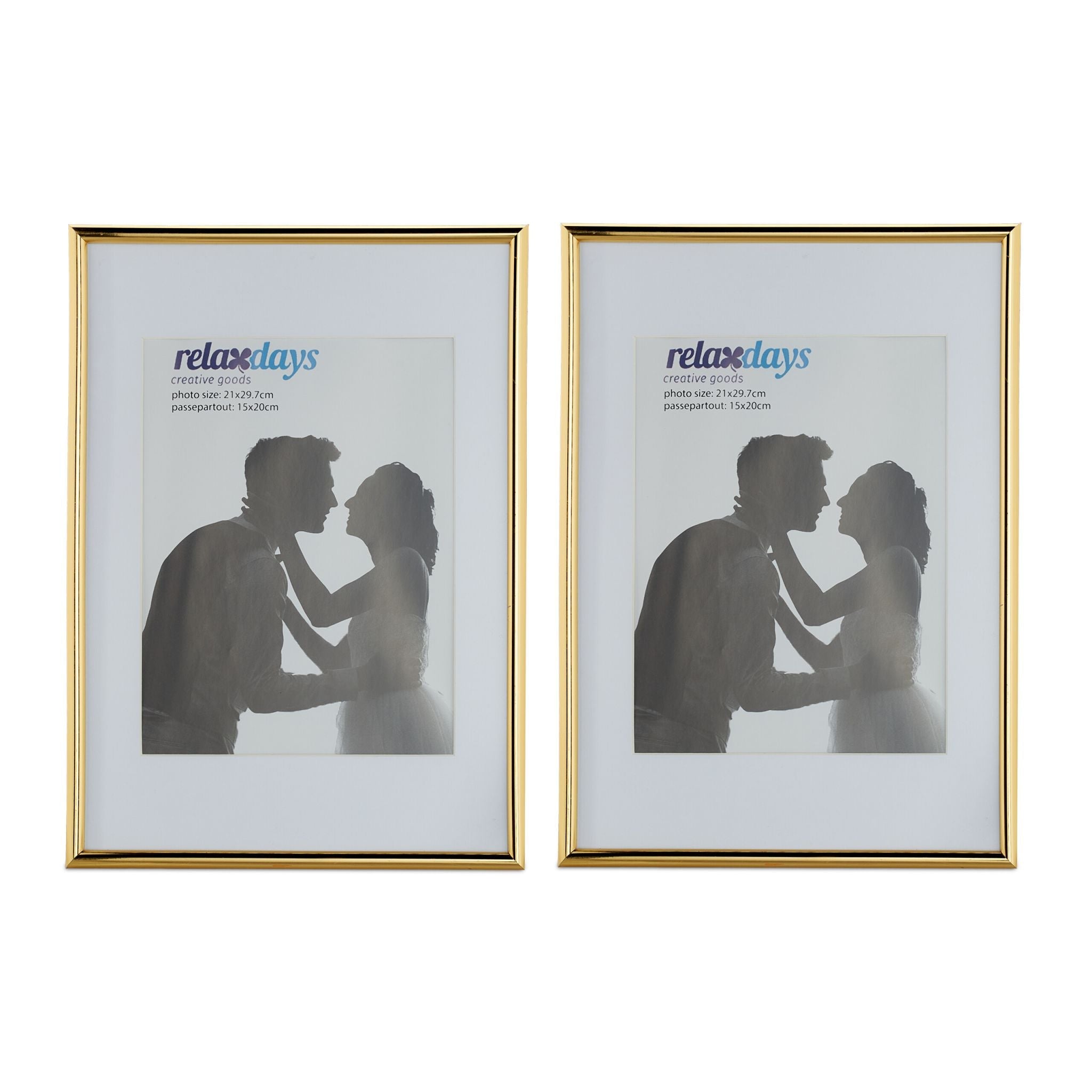 Bilderrahmen 2er-Set 20x30 cm Weiss-Gold von Relaxdays