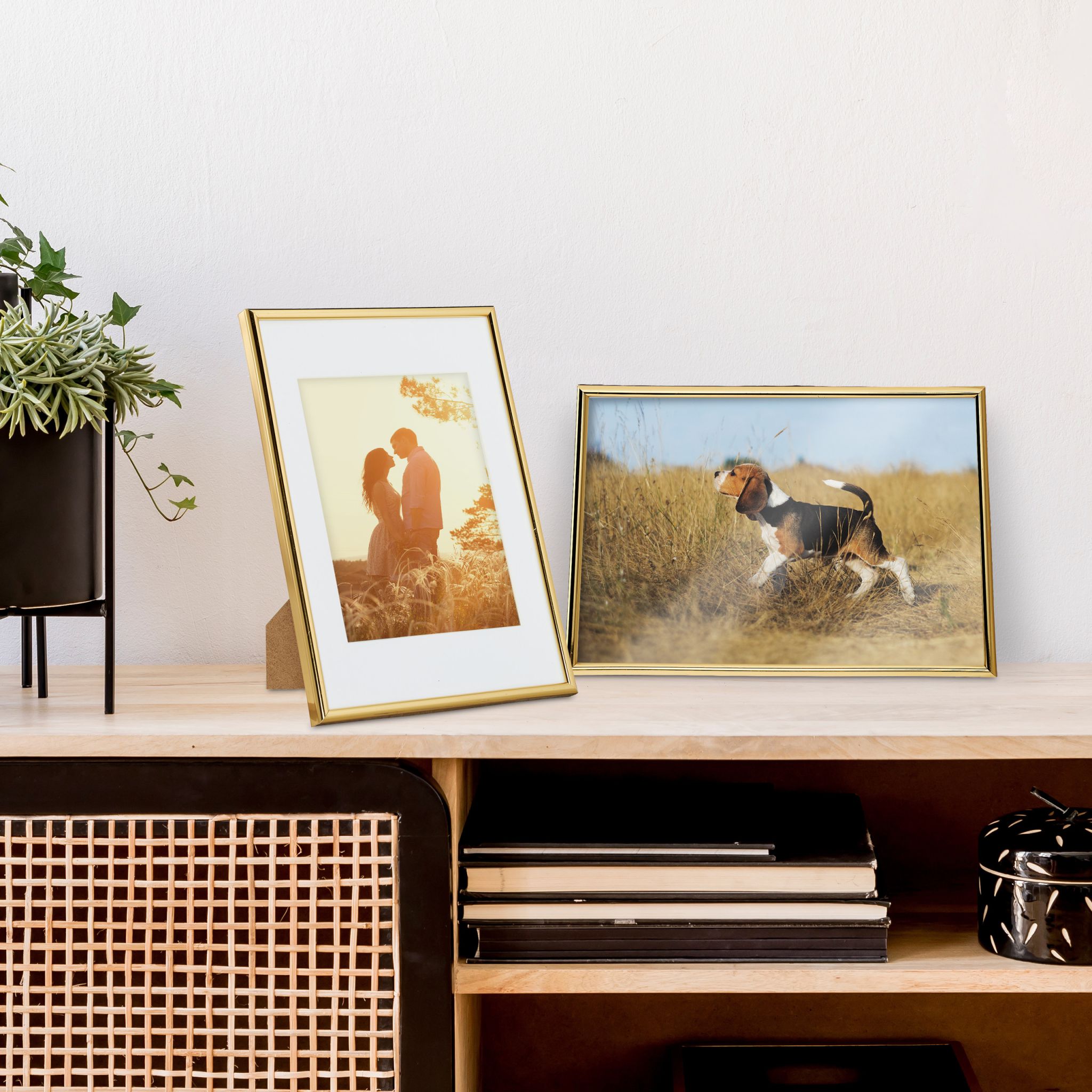 Bilderrahmen 2er-Set 20x30 cm Weiss-Gold von Relaxdays