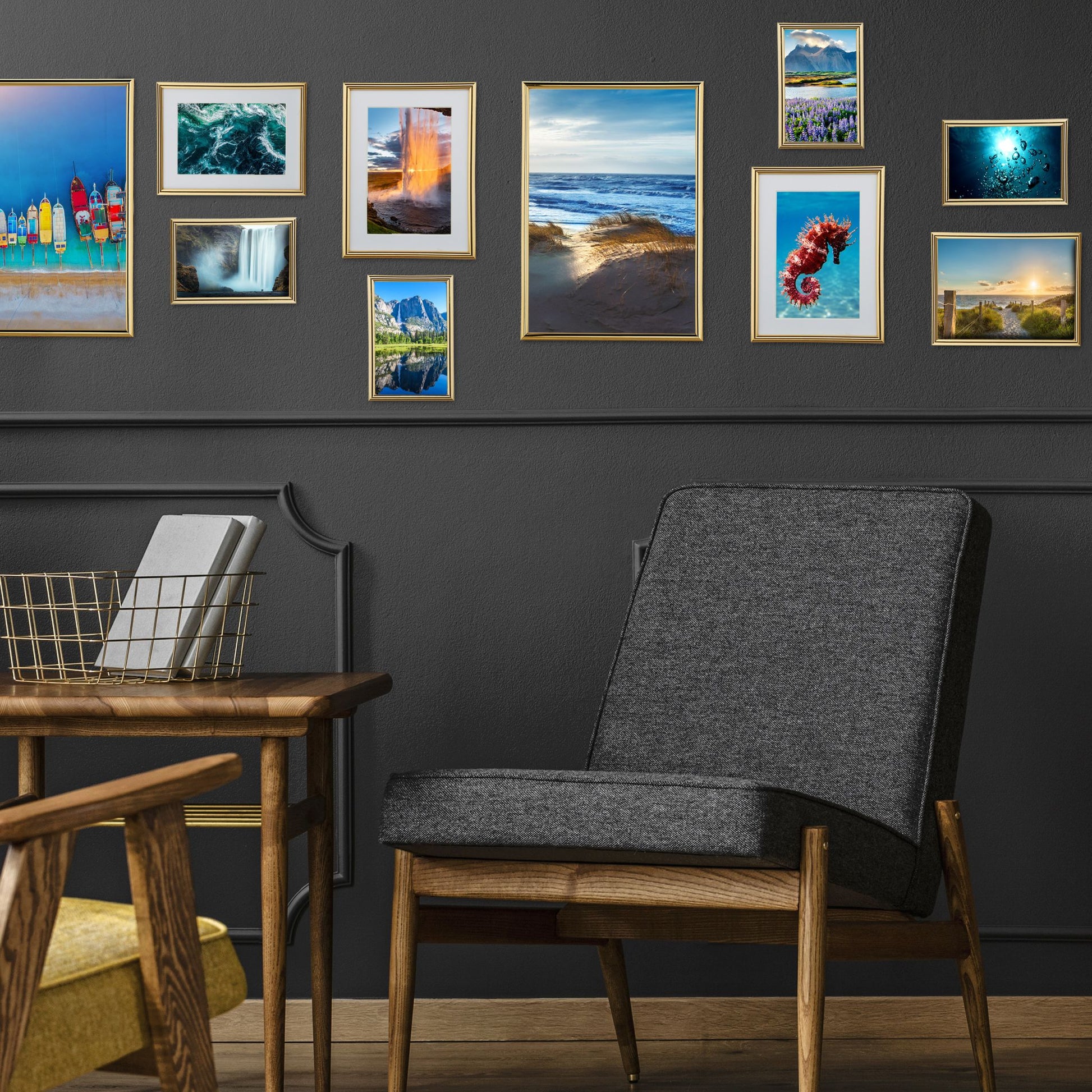 Bilderrahmen 2er-Set 20x30 cm Weiss-Gold von Relaxdays