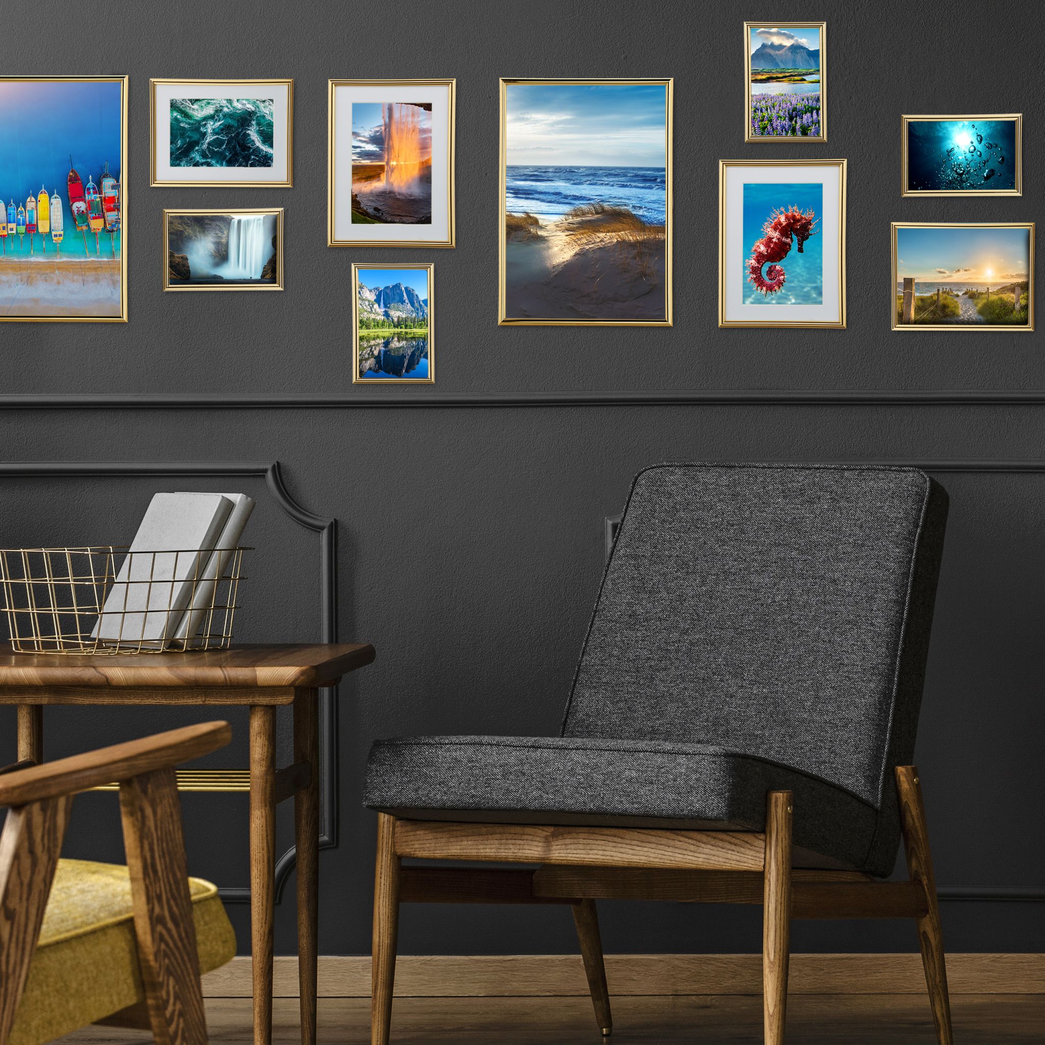 Bilderrahmen 2er-Set 20x30 cm Weiss-Gold von Relaxdays