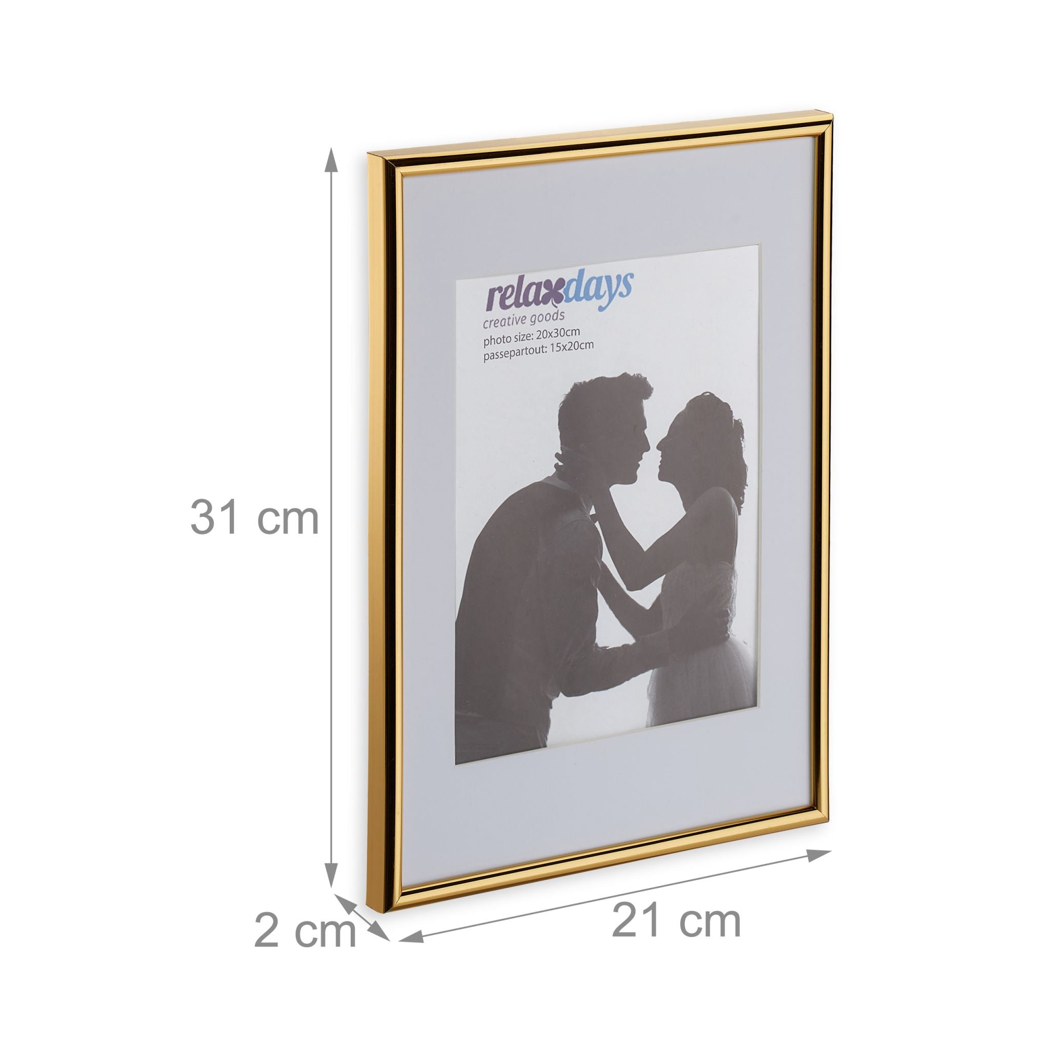 Bilderrahmen 2er-Set 20x30 cm Weiss-Gold von Relaxdays