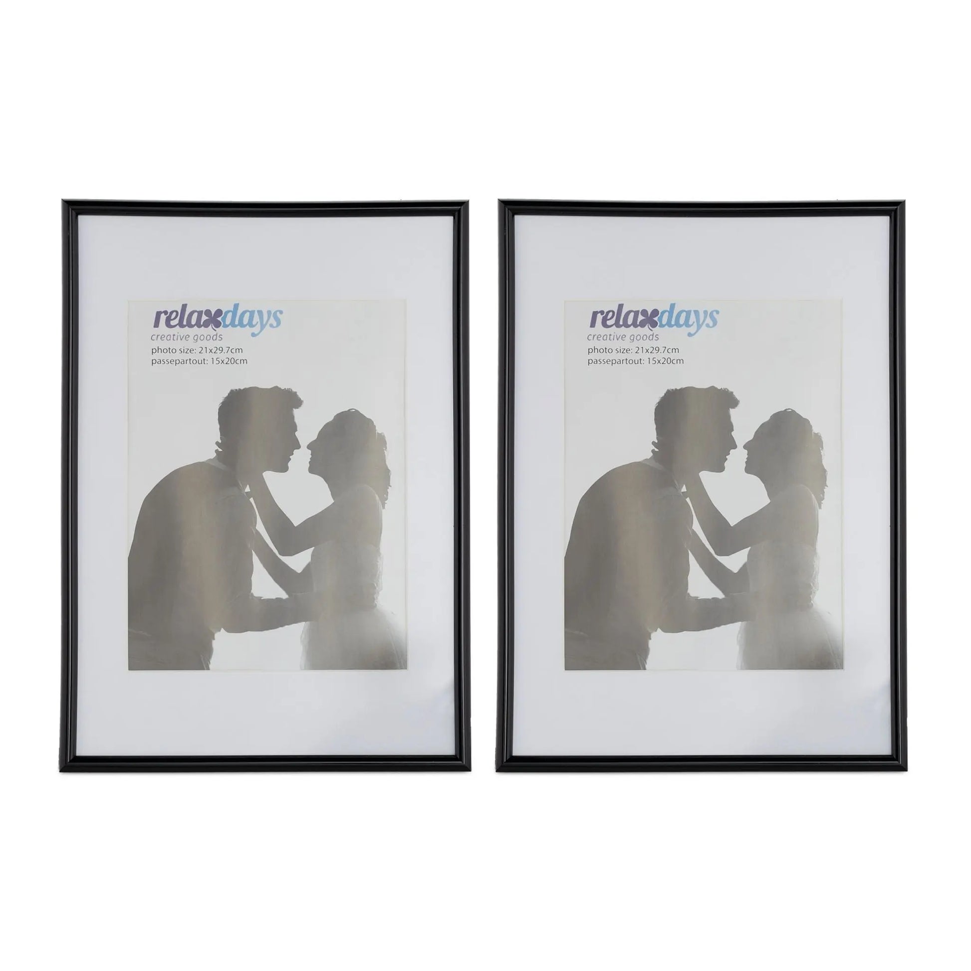 Bilderrahmen 2er-Set 20x30 cm Weiss-Schwarz von Relaxdays