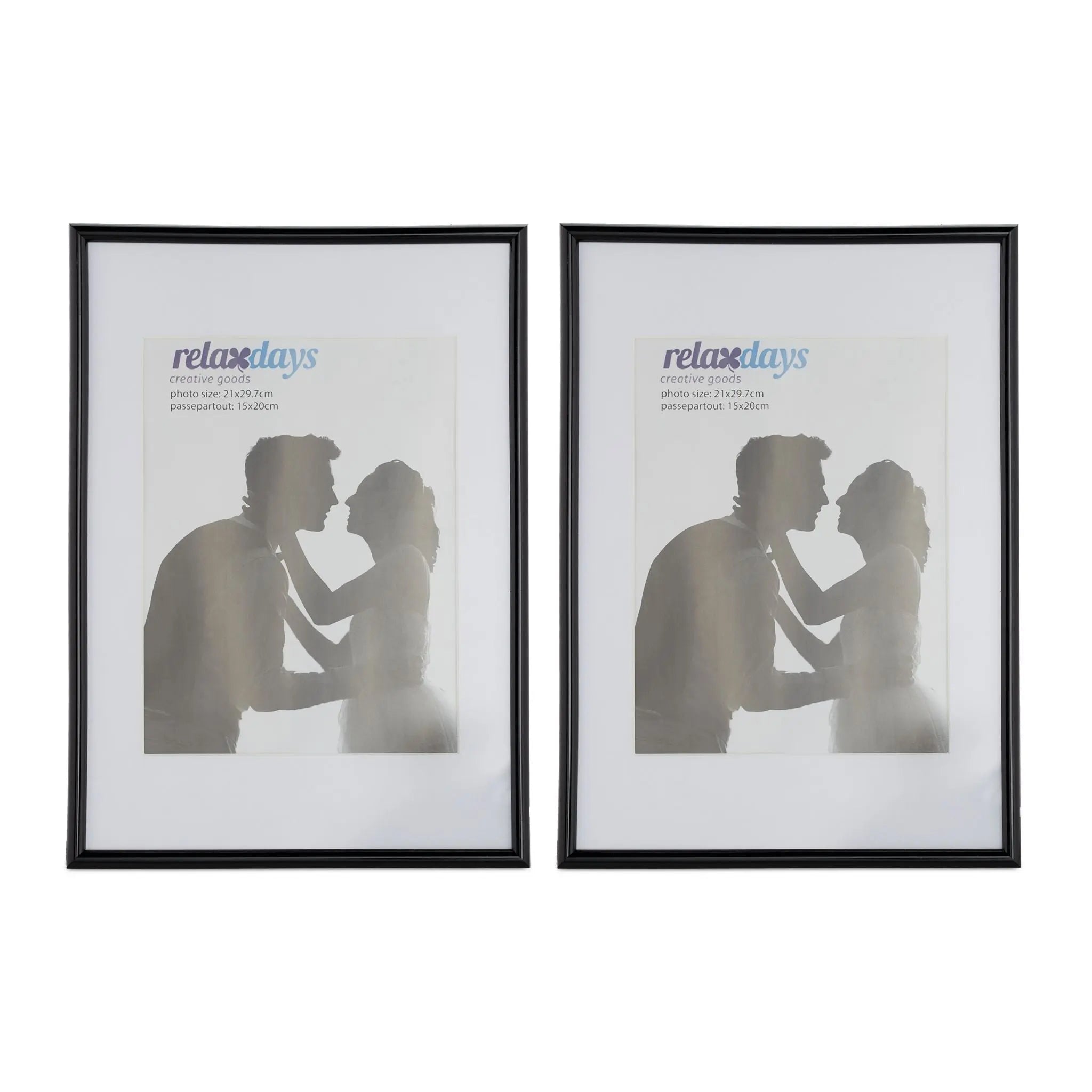 Bilderrahmen 2er-Set 20x30 cm Weiss-Schwarz von Relaxdays