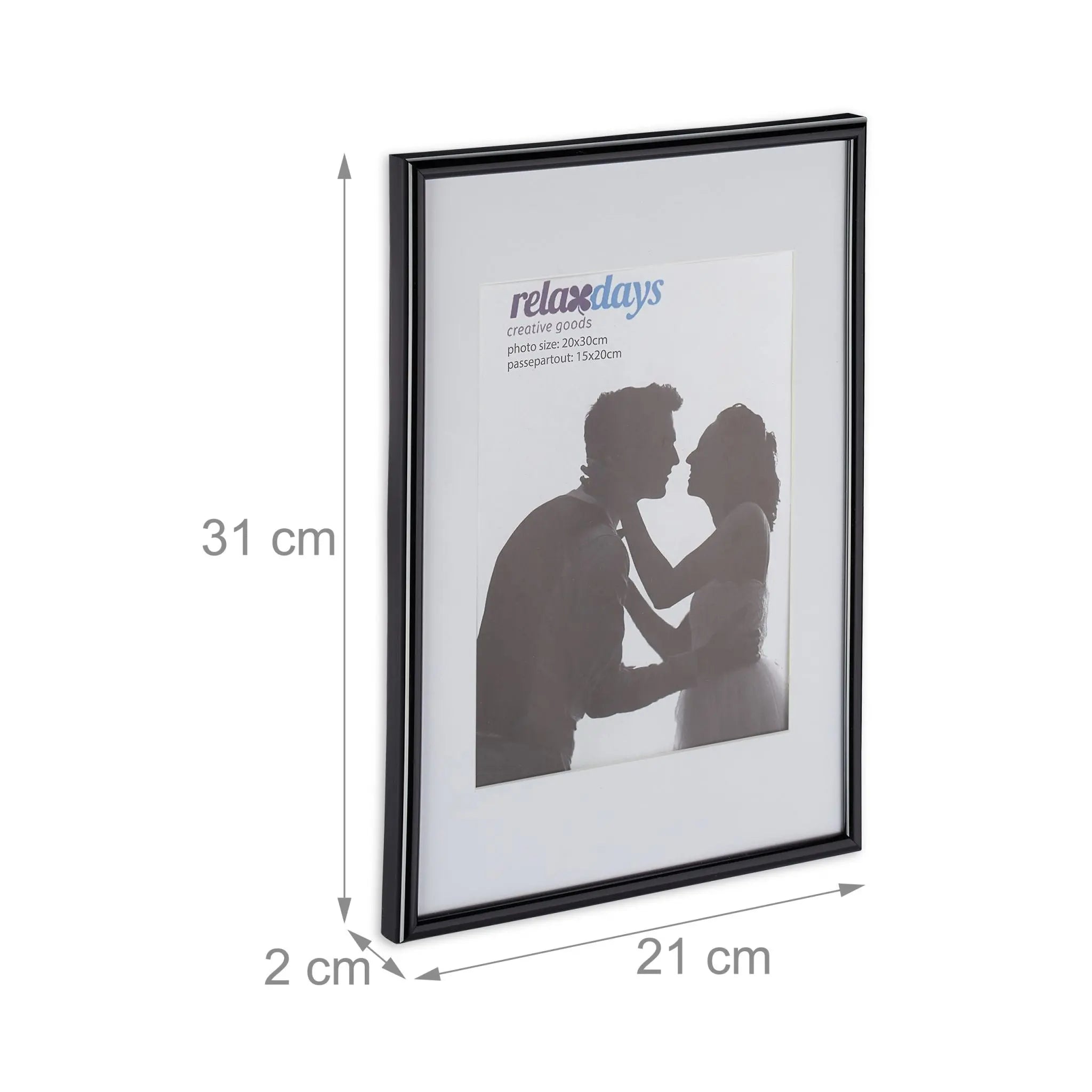 Bilderrahmen 2er-Set 20x30 cm Weiss-Schwarz von Relaxdays