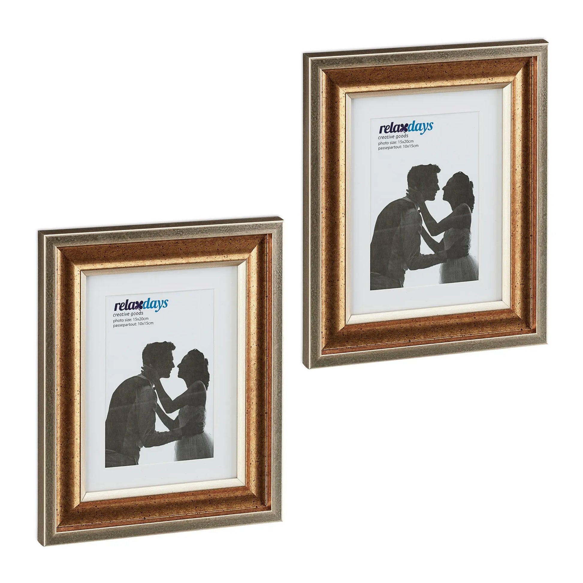 Bilderrahmen 15x20 cm 2er-Set Gold von Relaxdays
