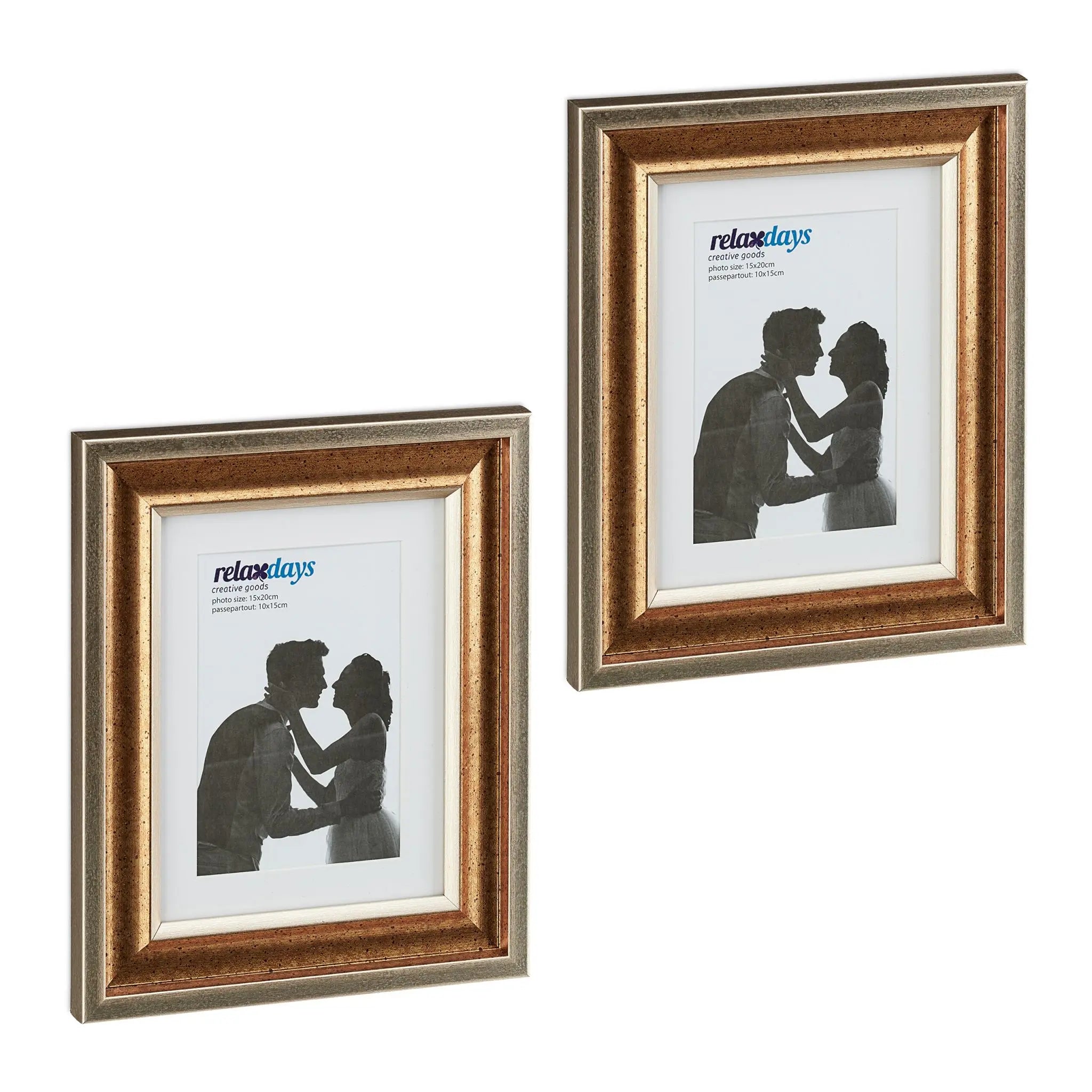 Bilderrahmen 15x20 cm 2er-Set Gold von Relaxdays
