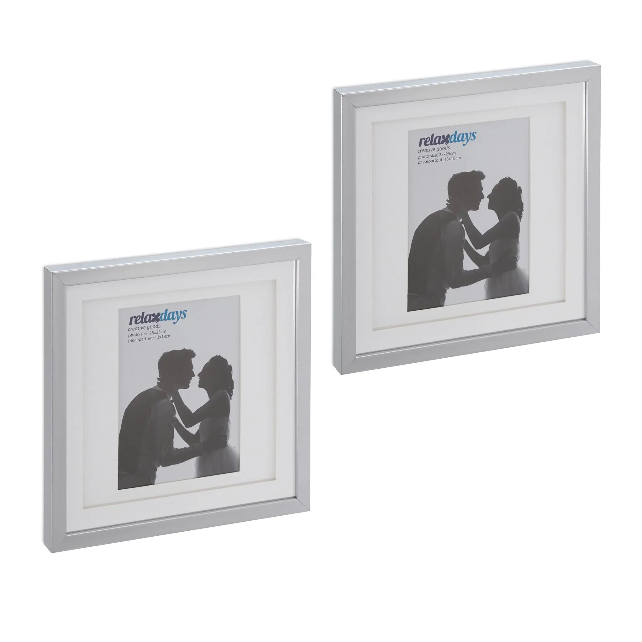 Bilderrahmen 25x25 cm 2er-Set Silber von Relaxdays