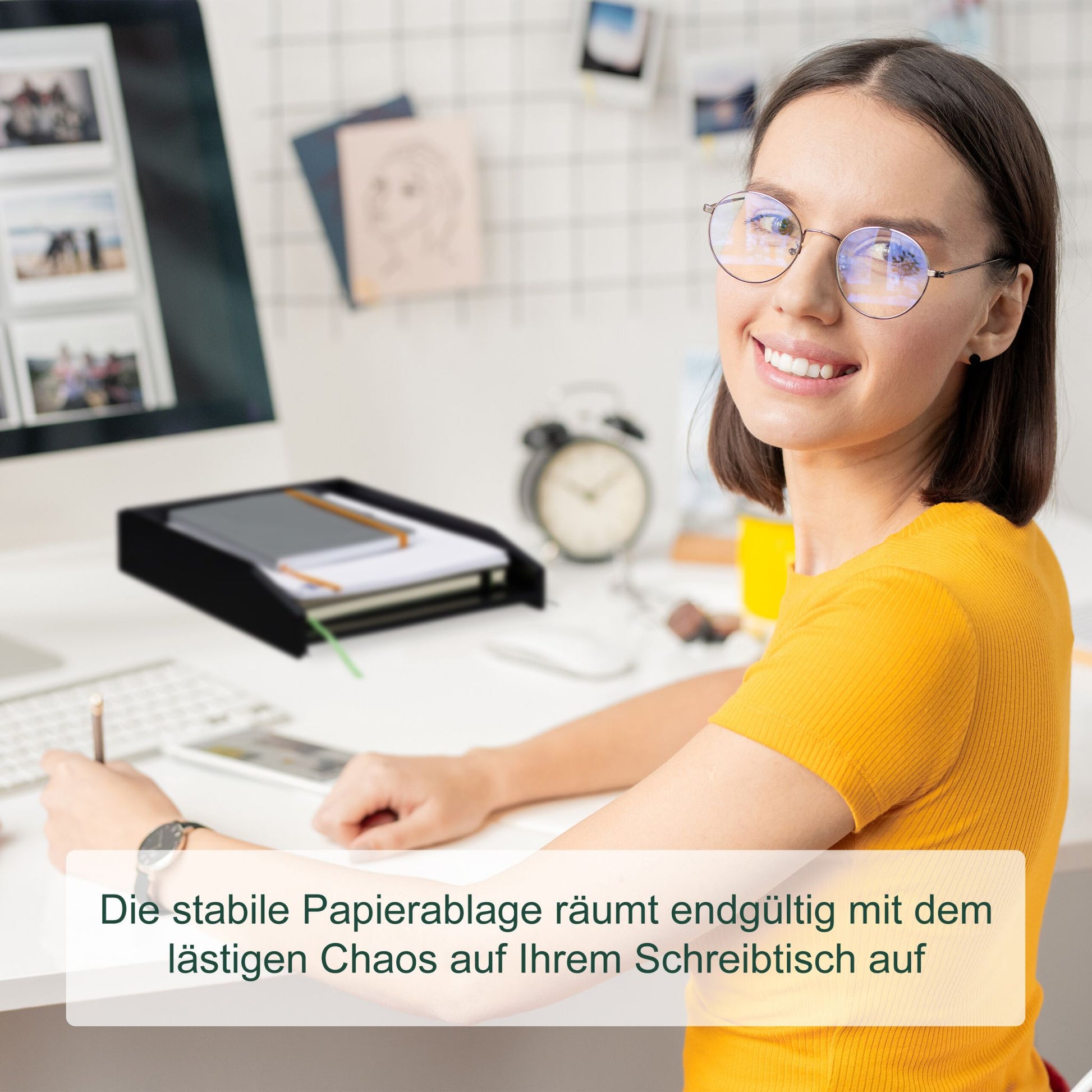 Briefablage stapelbar Schwarz von Relaxdays