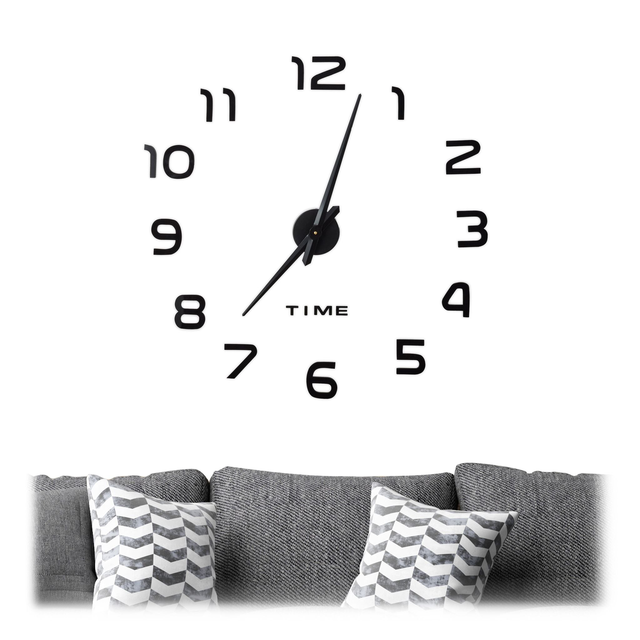 DIY Wanduhr mit 3D-Zahlen Schwarz von Relaxdays