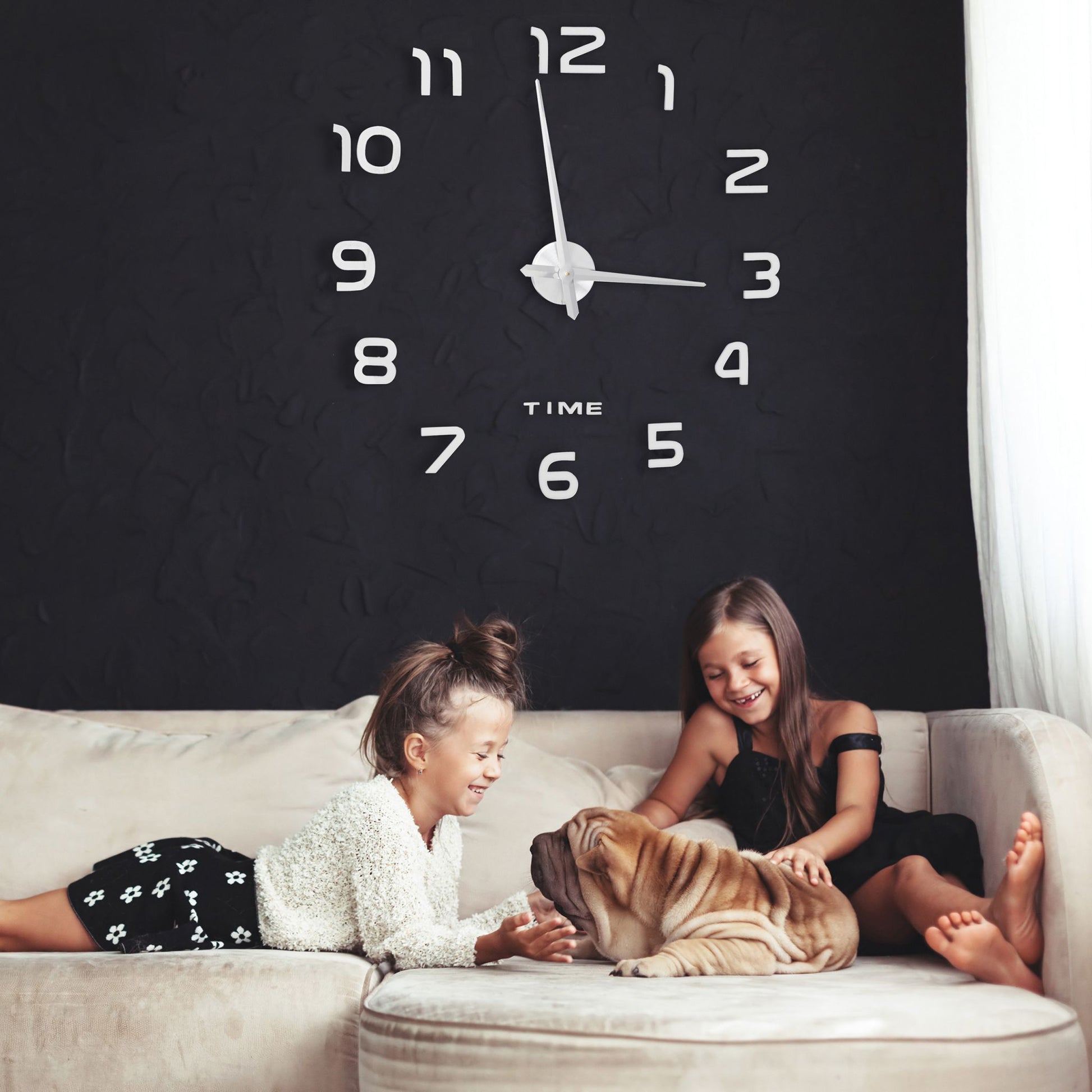 DIY Wanduhr mit 3D-Zahlen Schwarz von Relaxdays