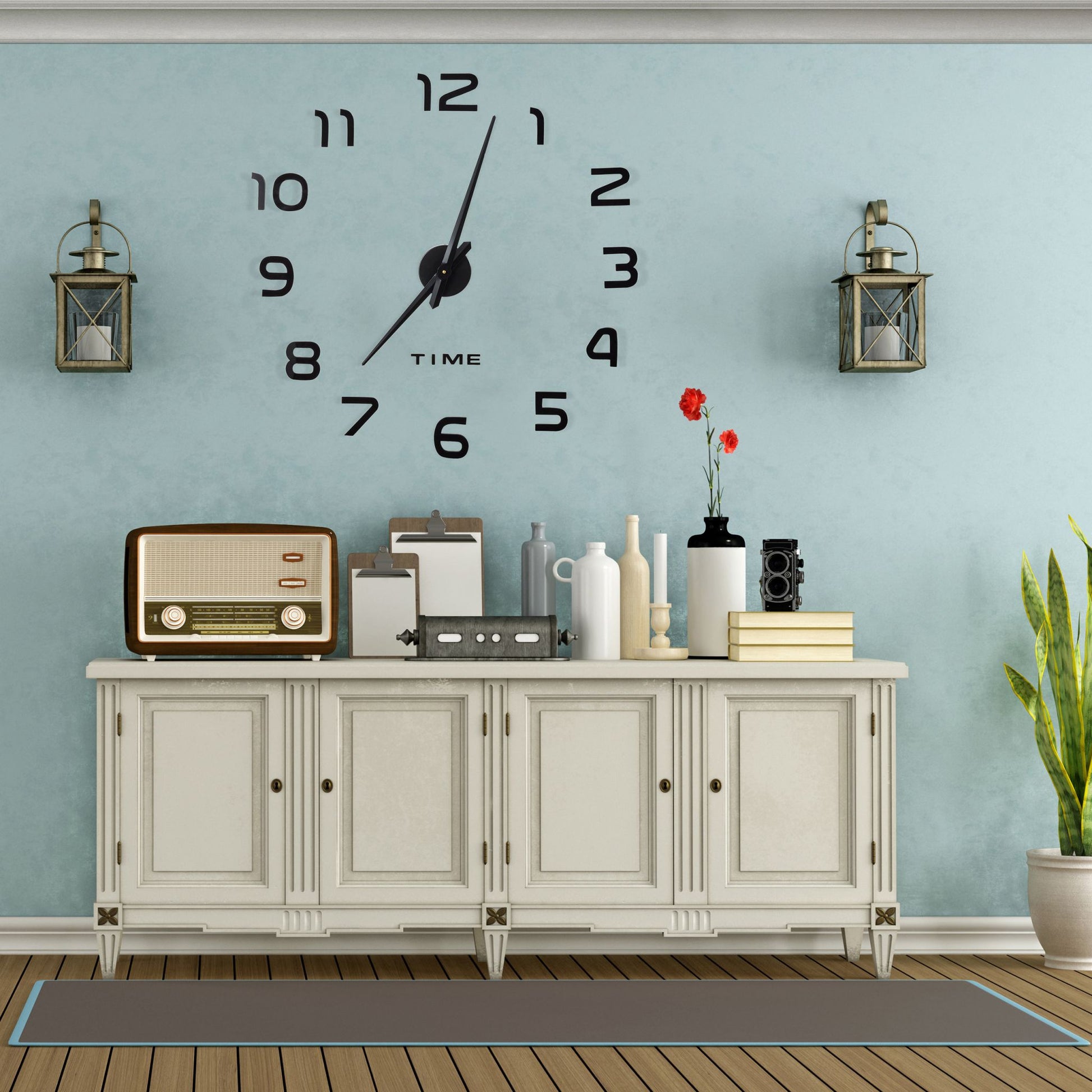DIY Wanduhr mit 3D-Zahlen Schwarz von Relaxdays