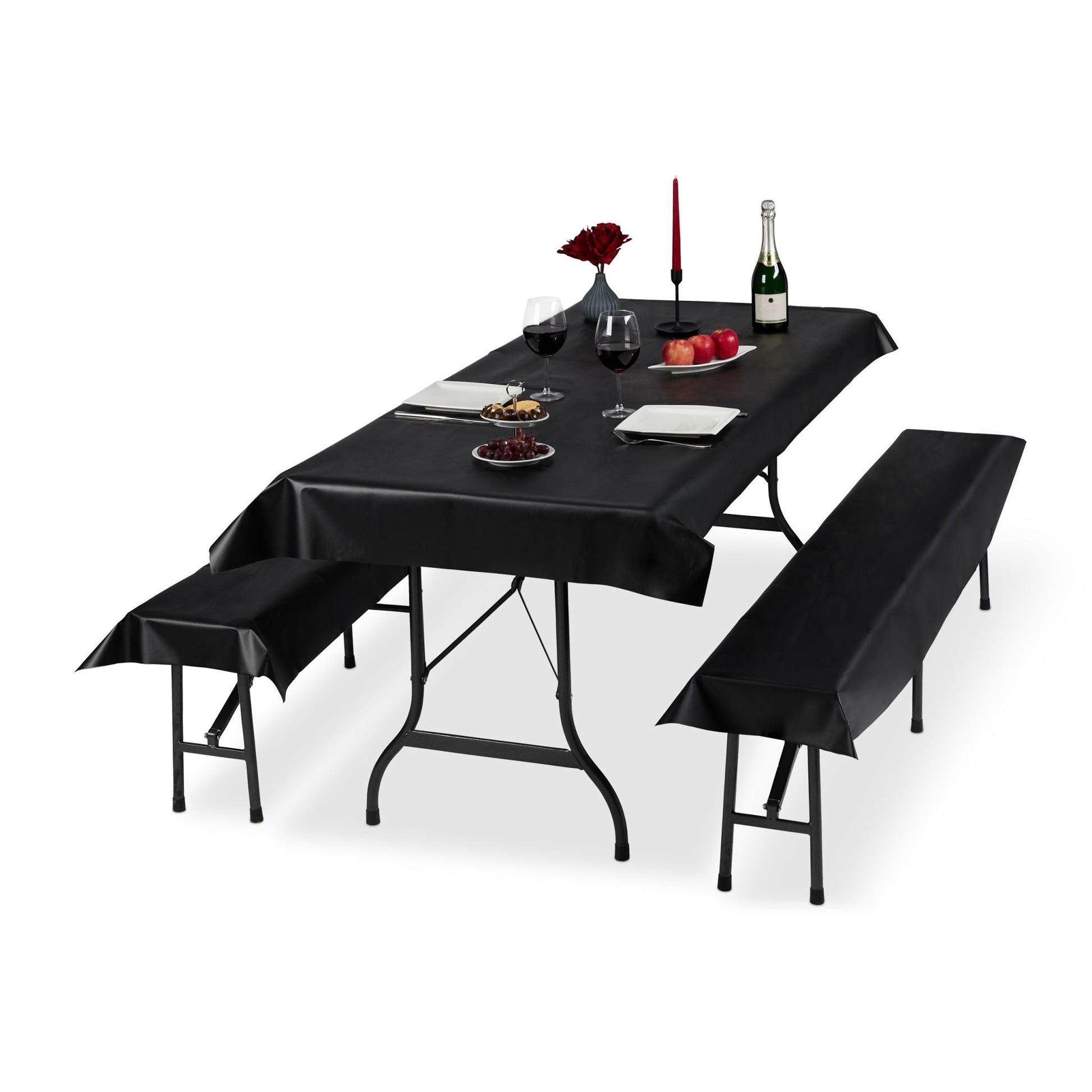 Bierzeltgarnitur Auflage 3er-Set Schwarz von Relaxdays