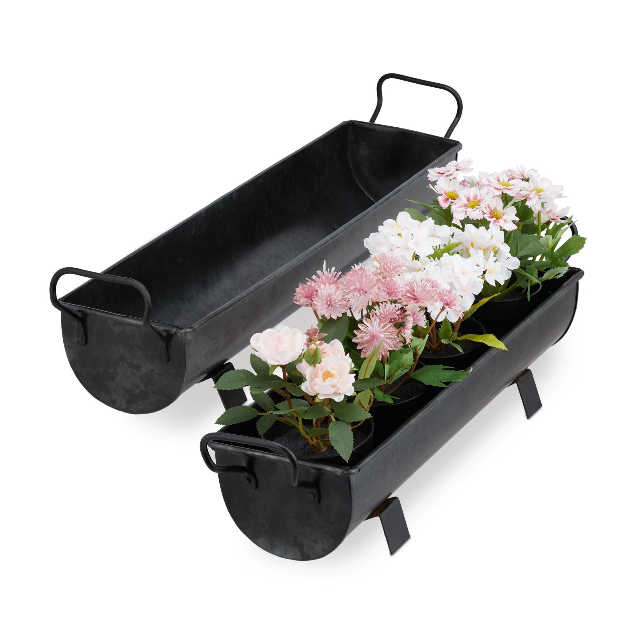 Blumenkasten Dachrinne 2er-Set Anthrazit von Relaxdays
