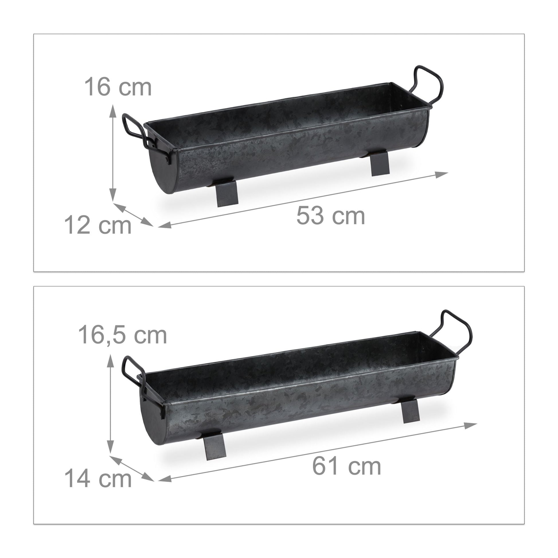Blumenkasten Dachrinne 2er-Set Anthrazit von Relaxdays