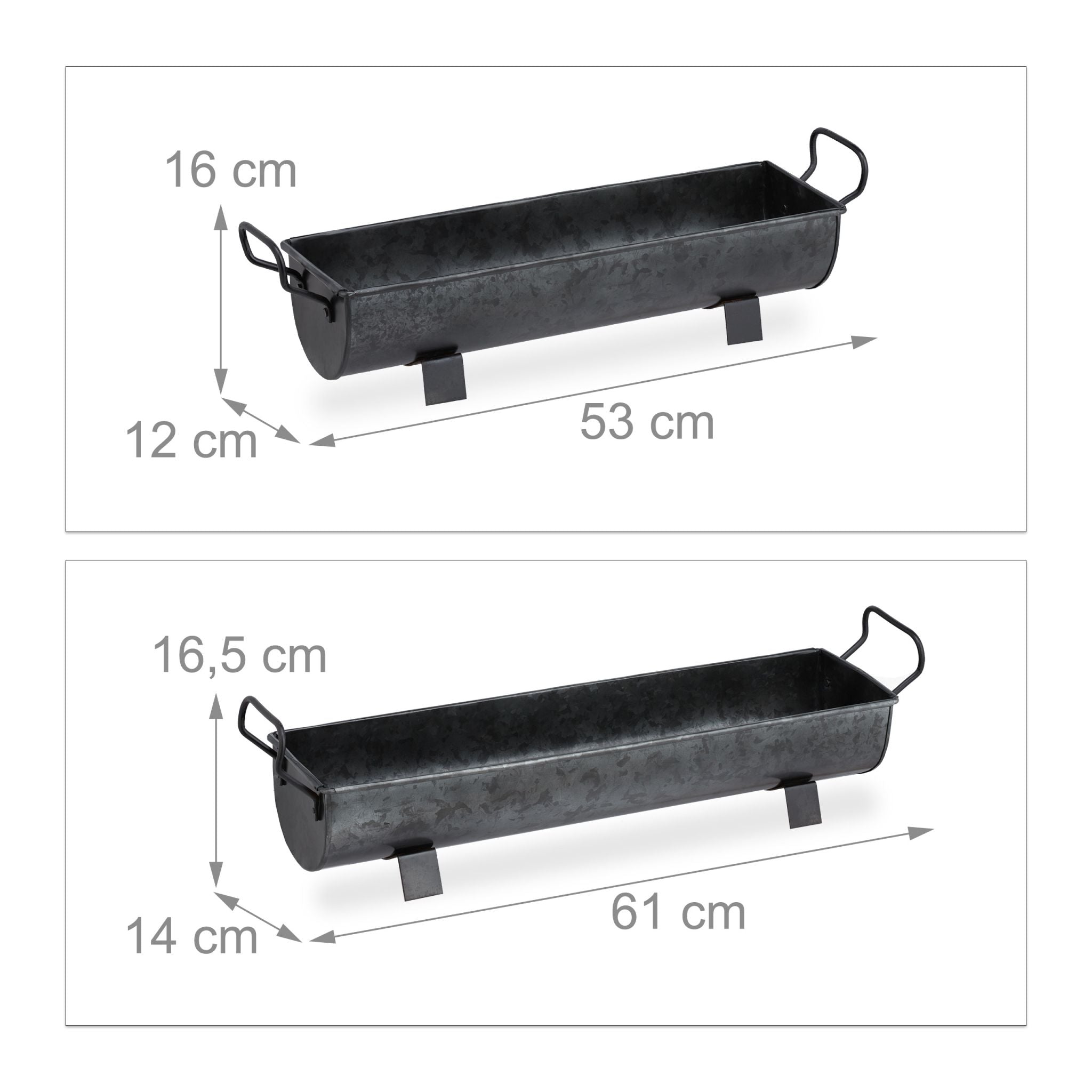 Blumenkasten Dachrinne 2er-Set Anthrazit von Relaxdays