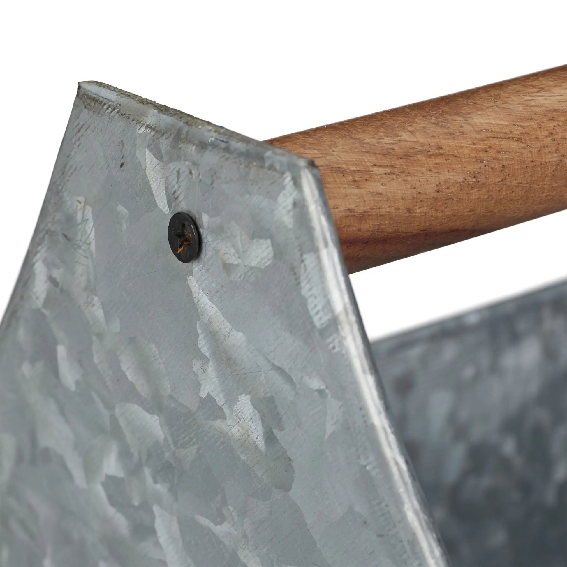 Blumenkasten mit Holzgriff Braun-Silber von Relaxdays