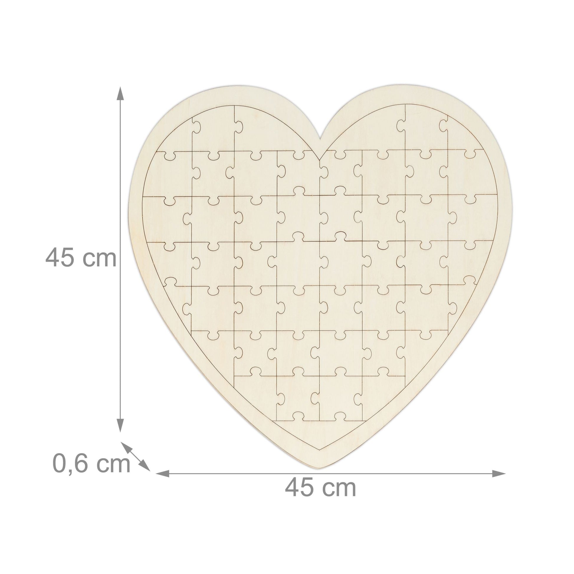 Herzpuzzle Hochzeit Holz Creme von Relaxdays