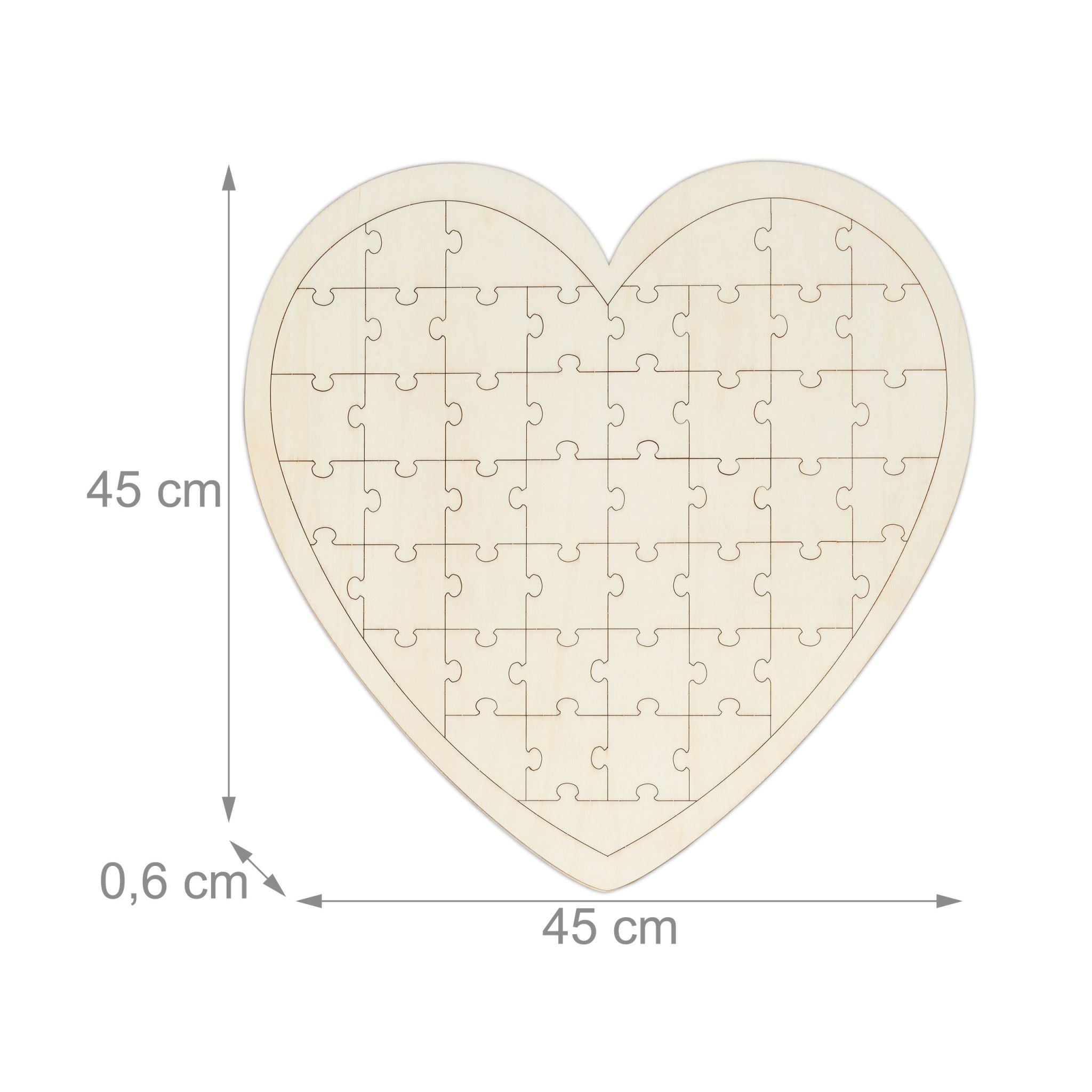 Herzpuzzle Hochzeit Holz Creme von Relaxdays