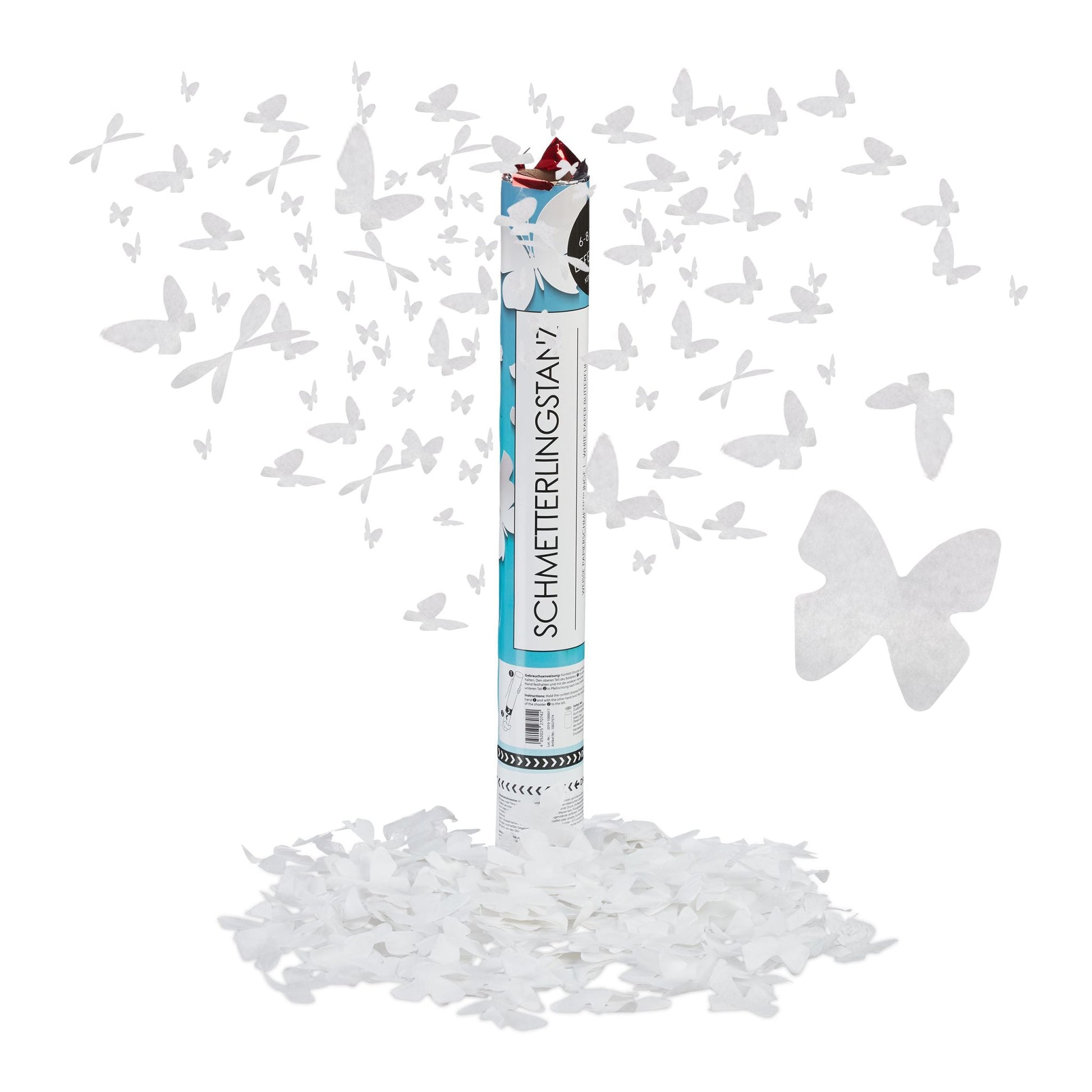 Party Popper 40cm Schmetterling Weiss von Relaxdays