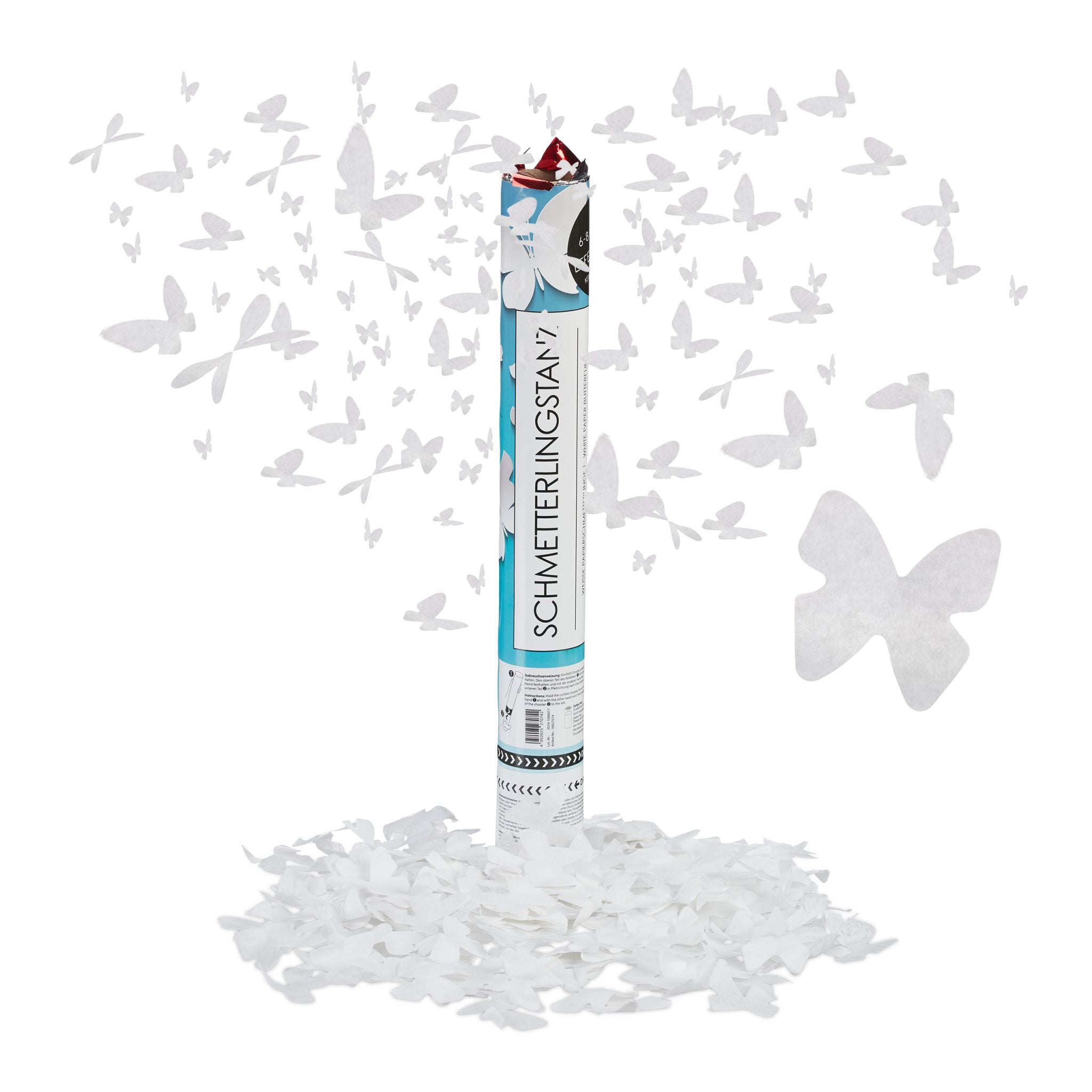 Party Popper 40cm Schmetterling Weiss von Relaxdays
