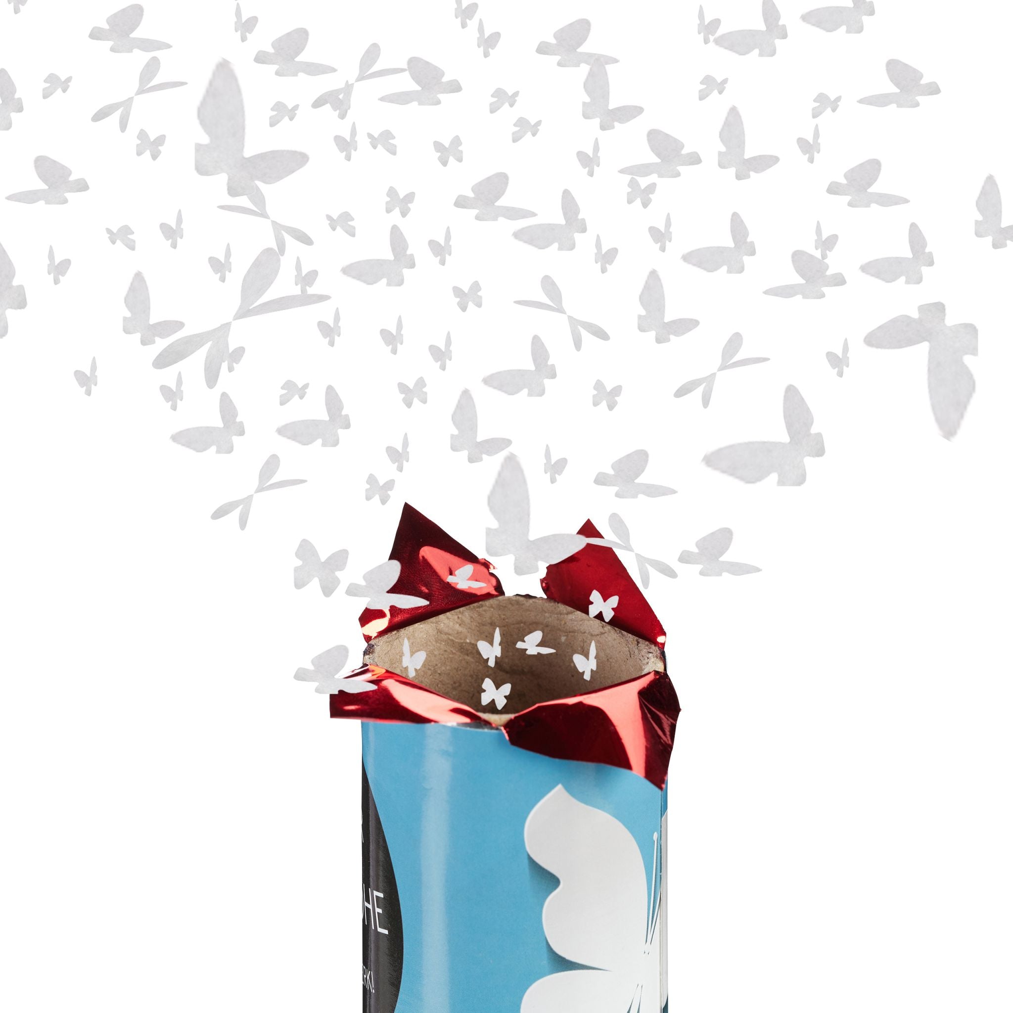 Party Popper 40cm Schmetterling Weiss von Relaxdays