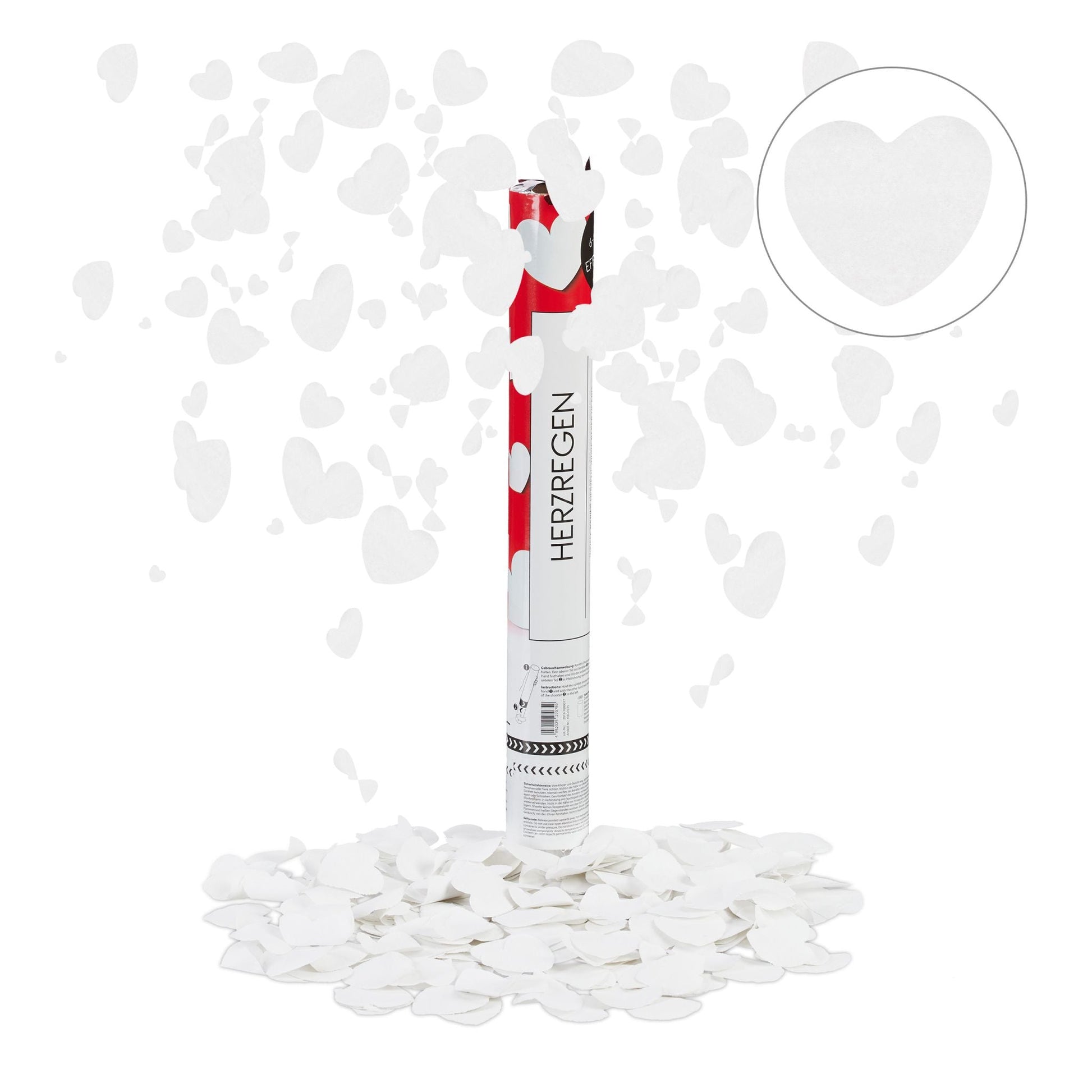 Party Popper 40cm Herzen weiss Weiss von Relaxdays