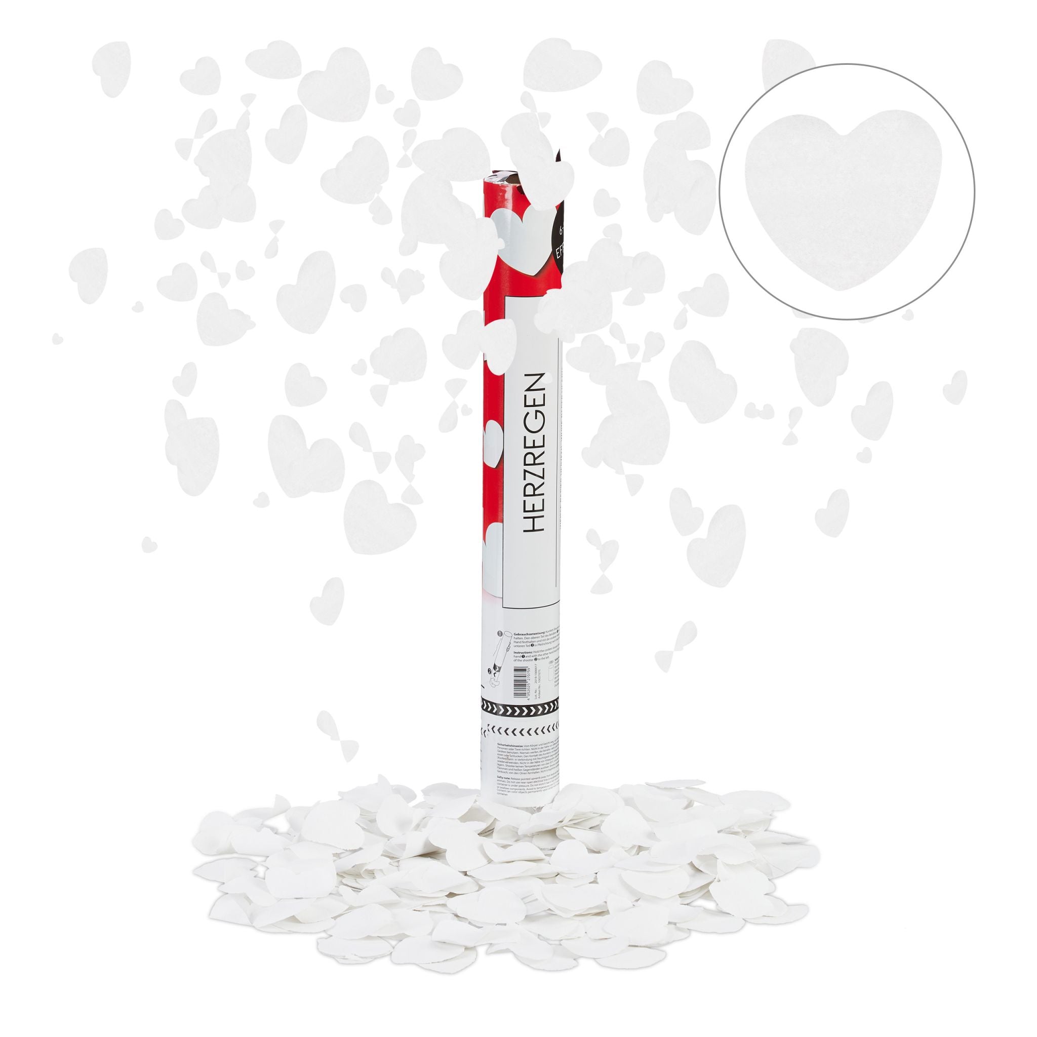 Party Popper 40cm Herzen weiss Weiss von Relaxdays