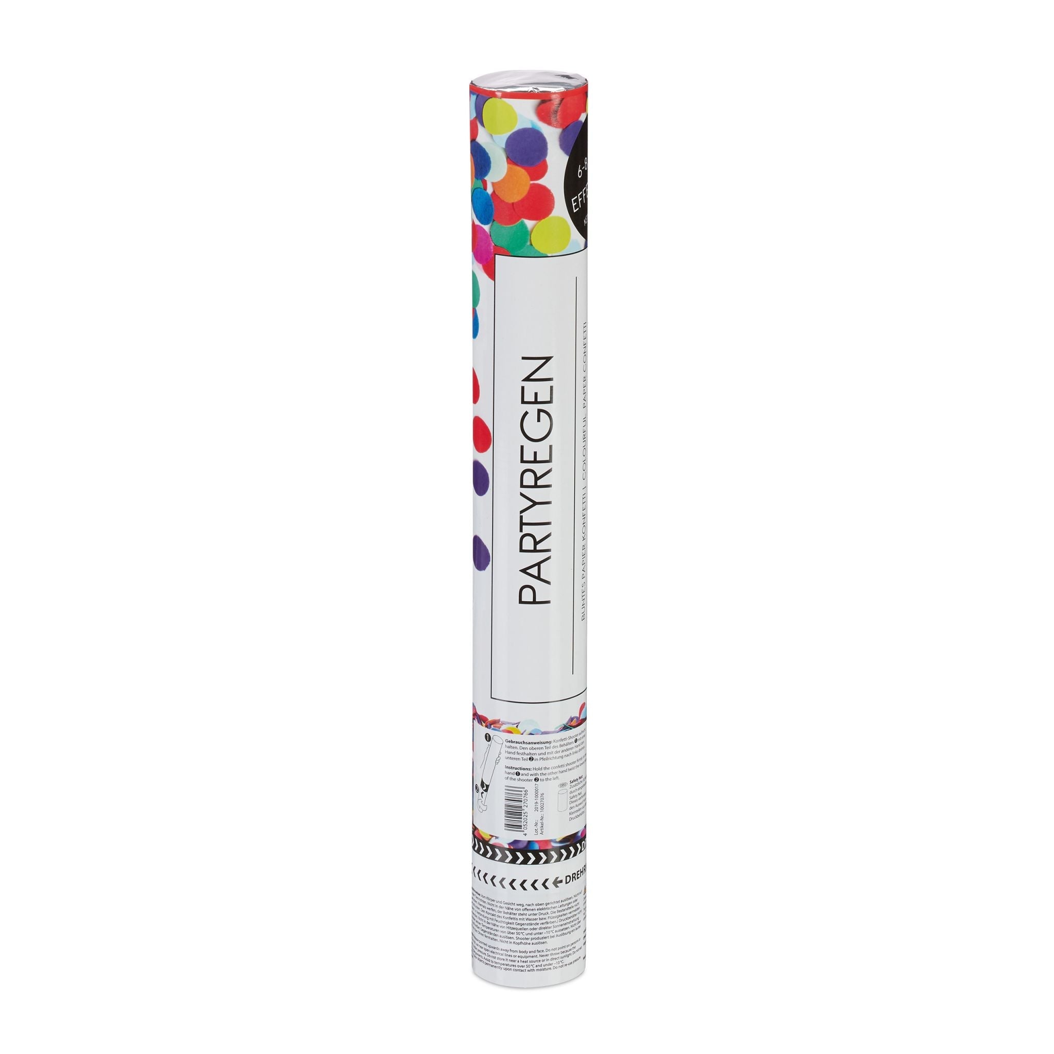 Party Popper 40cm bunt rund Blau-Grün-Rot von Relaxdays