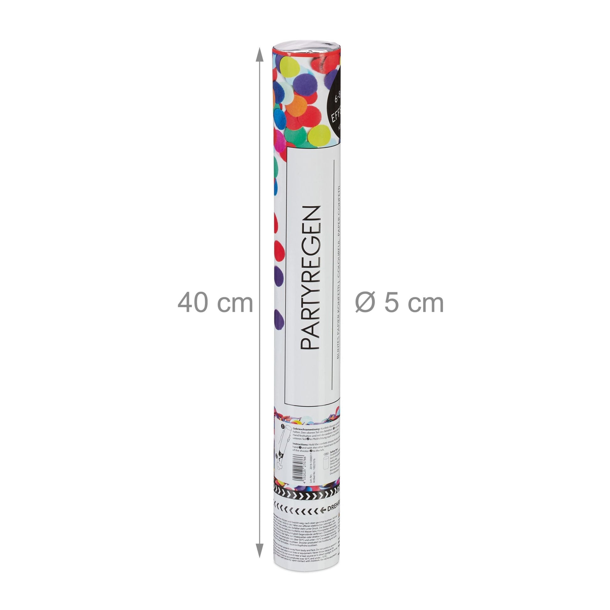 Party Popper 40cm bunt rund Blau-Grün-Rot von Relaxdays