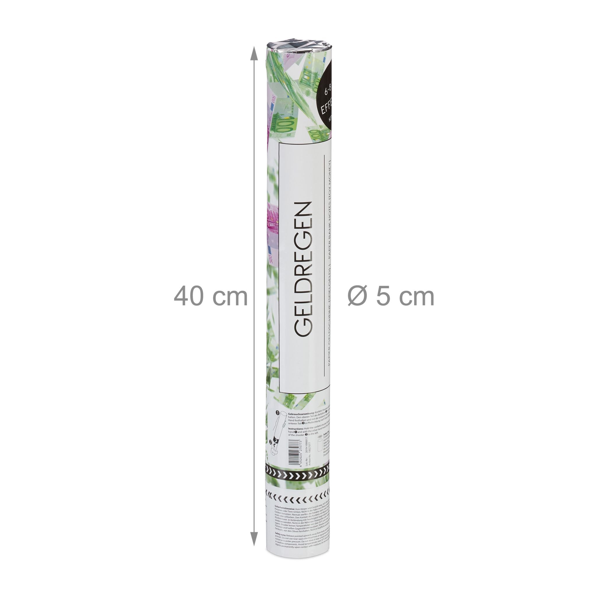 Party Popper 40cm Geldscheine Grün-Lila von Relaxdays