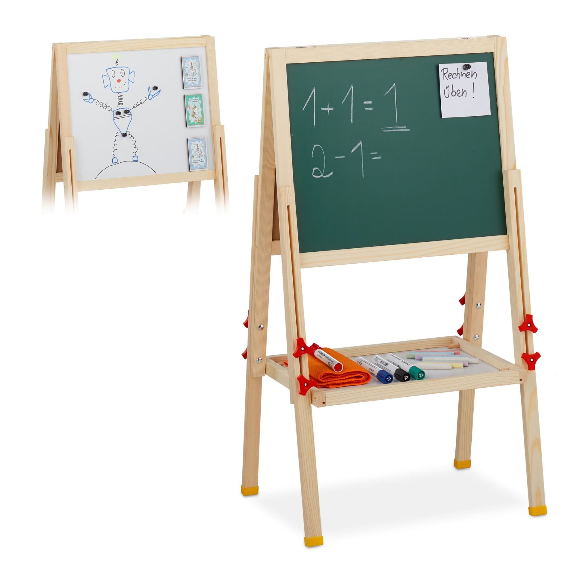 Standtafel für Kinder höhenverstellbar Weiss-Dunkelgrün-Hellbraun von guteszeug.ch