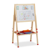 Doppelseitige Standtafel für Kinder Weiss-Dunkelgrün-Hellbraun von Relaxdays
