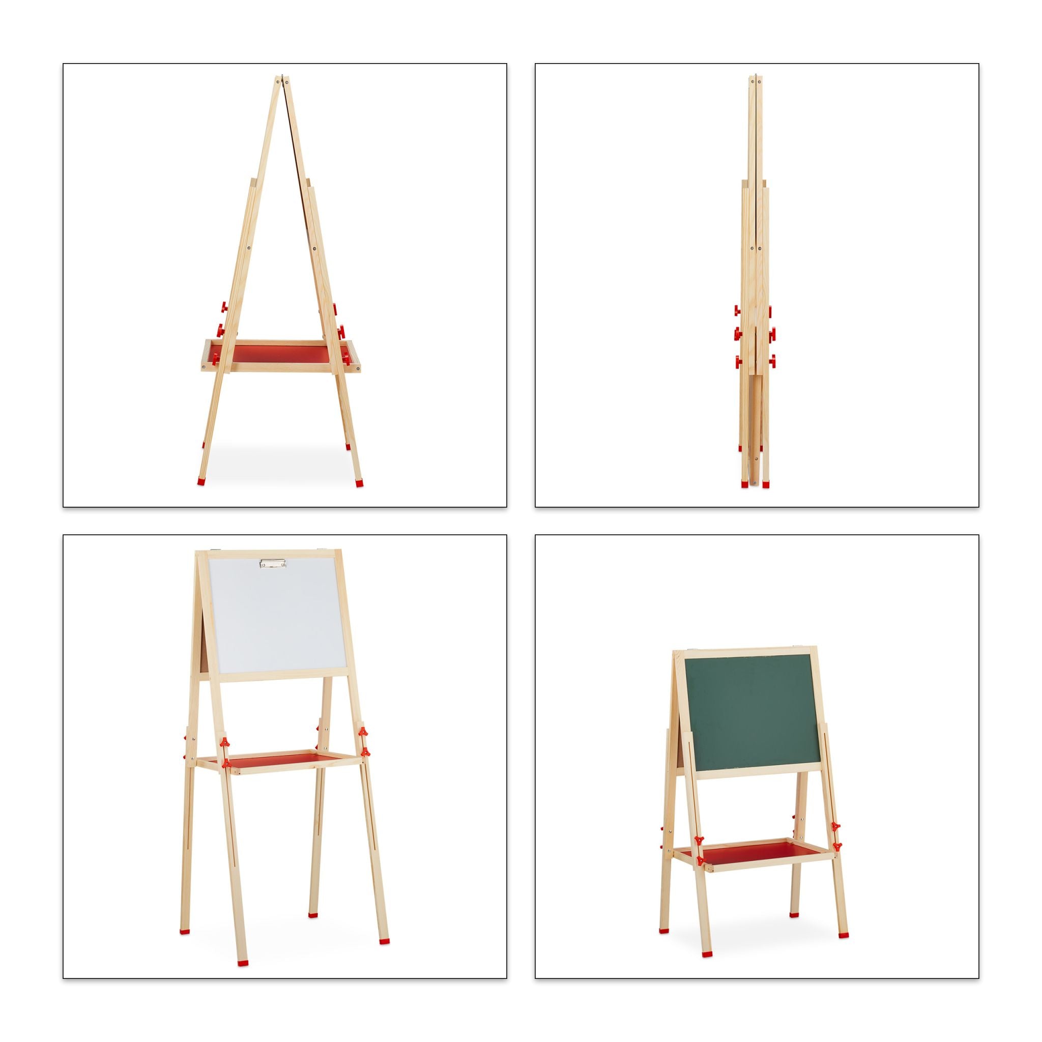 Doppelseitige Standtafel für Kinder Weiss-Dunkelgrün-Hellbraun von Relaxdays