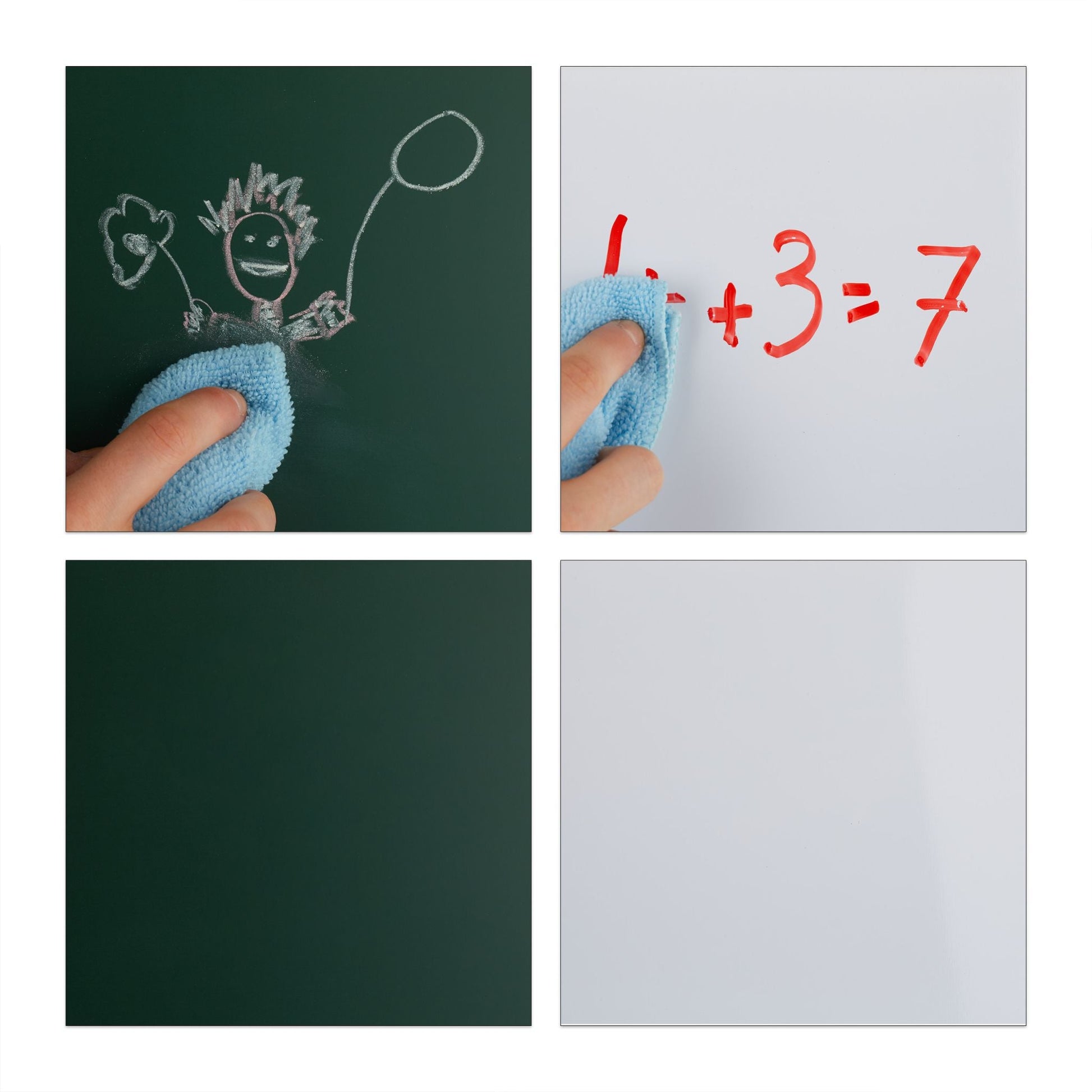 Doppelseitige Standtafel für Kinder Weiss-Dunkelgrün-Hellbraun von Relaxdays