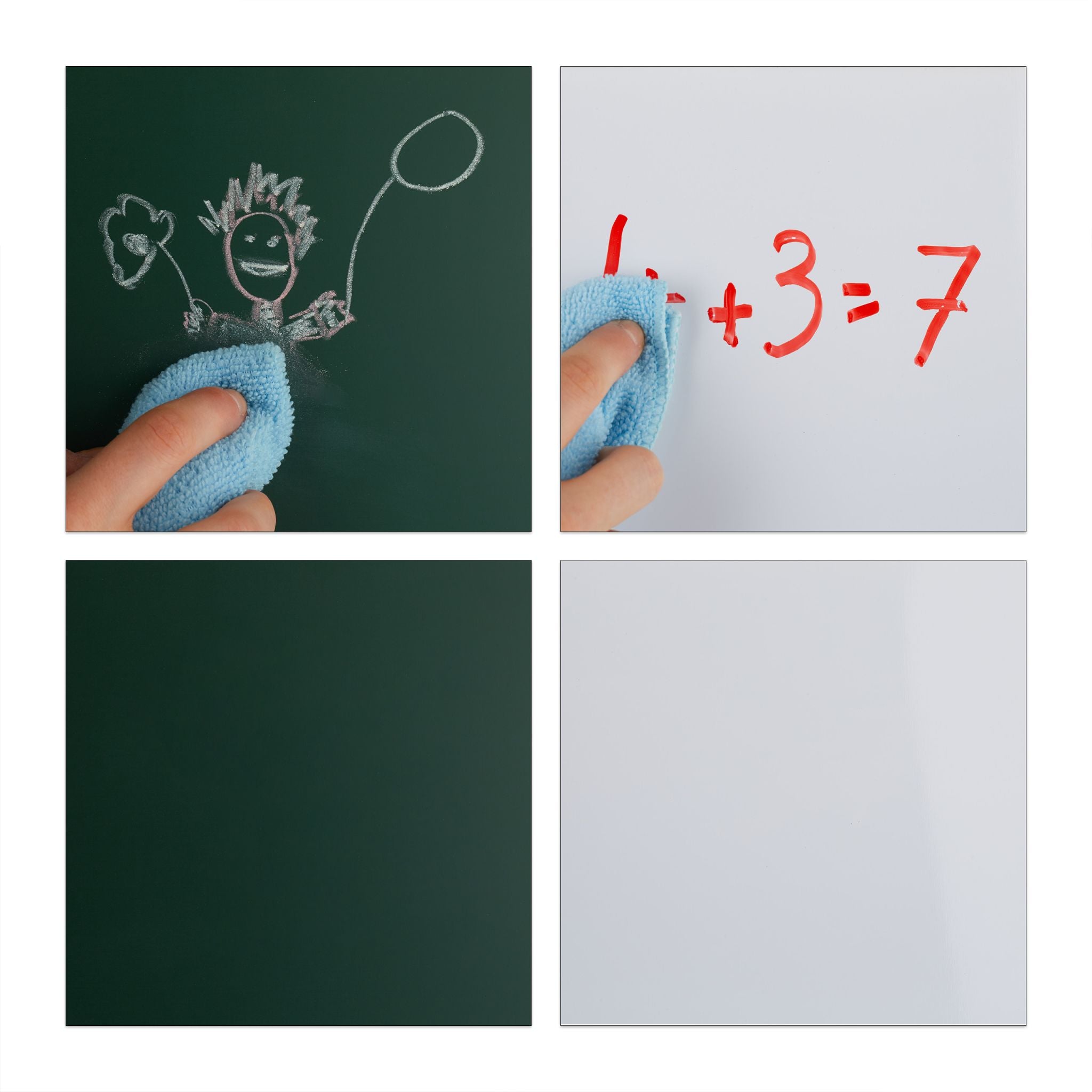 Doppelseitige Standtafel für Kinder Weiss-Dunkelgrün-Hellbraun von Relaxdays