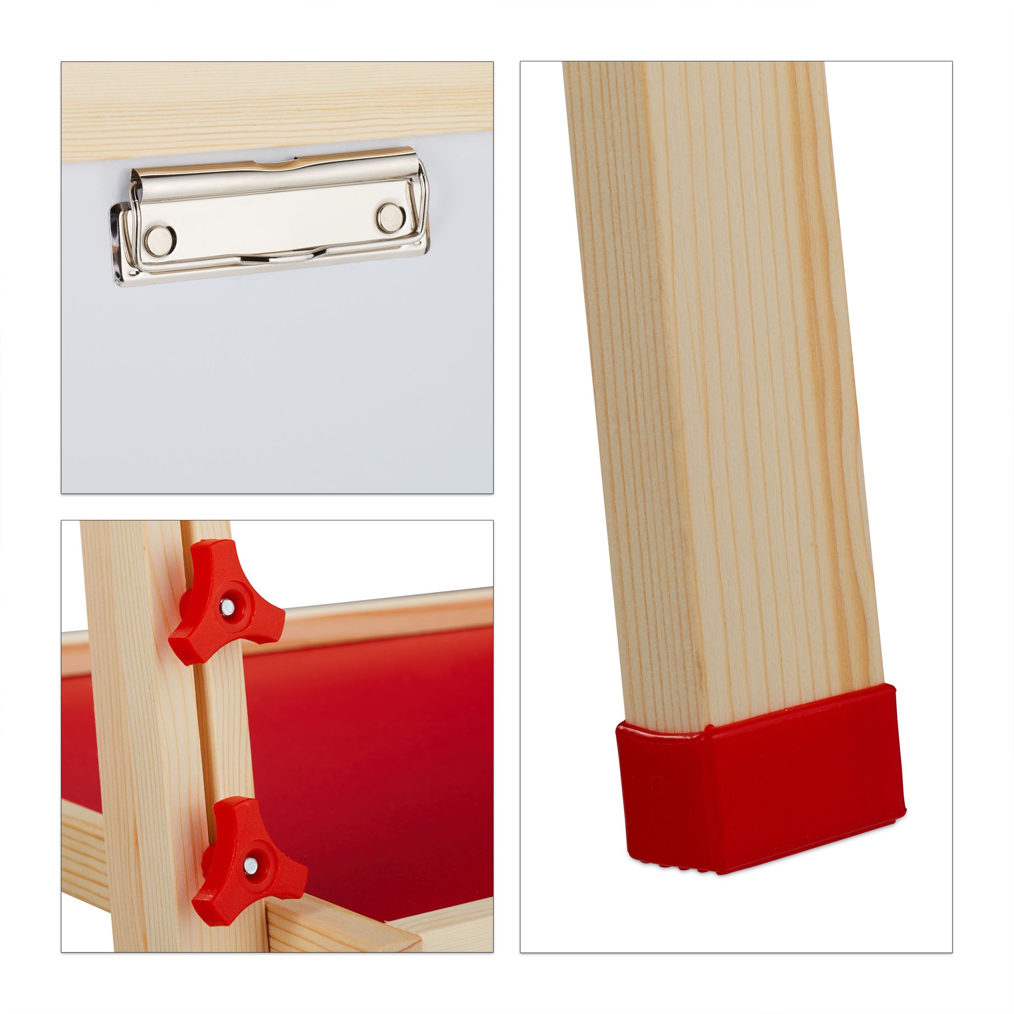 Doppelseitige Standtafel für Kinder Weiss-Dunkelgrün-Hellbraun von Relaxdays