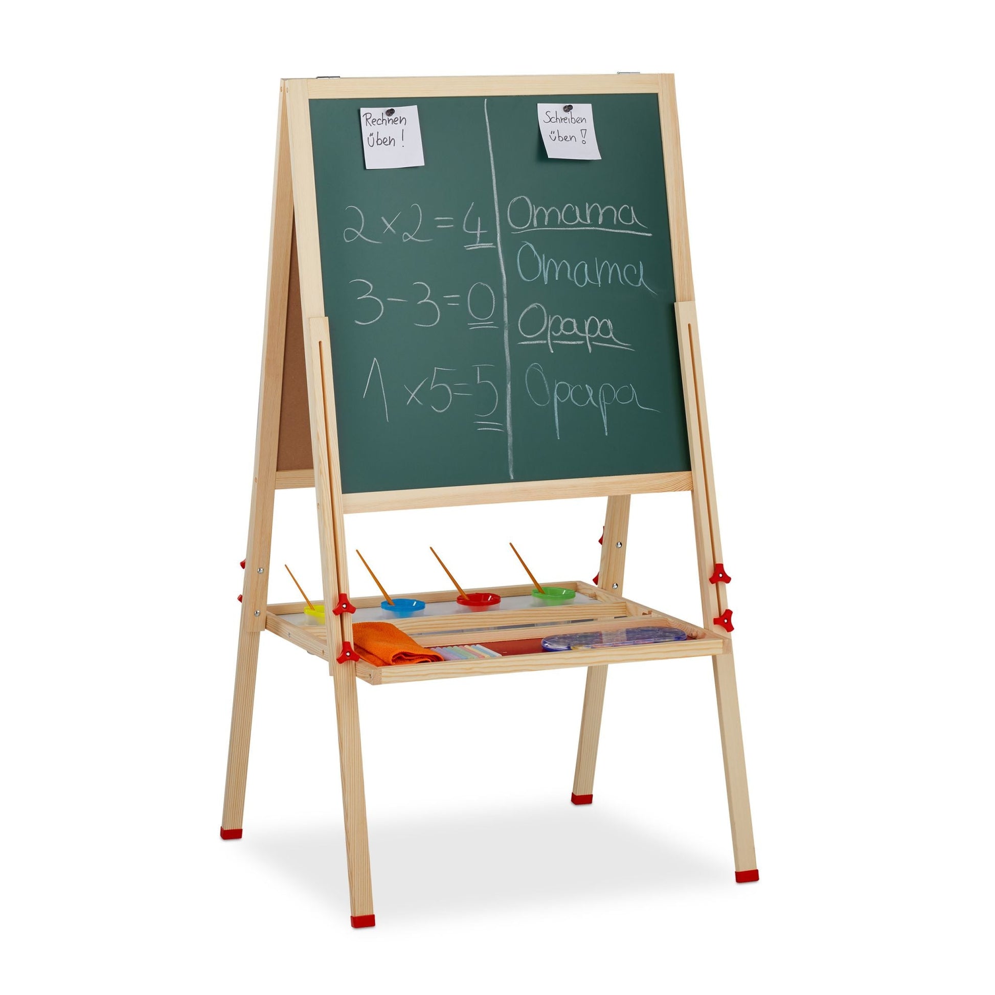 Standtafel Kinder mit Whiteboard Weiss-Dunkelgrün-Hellbraun von guteszeug.ch