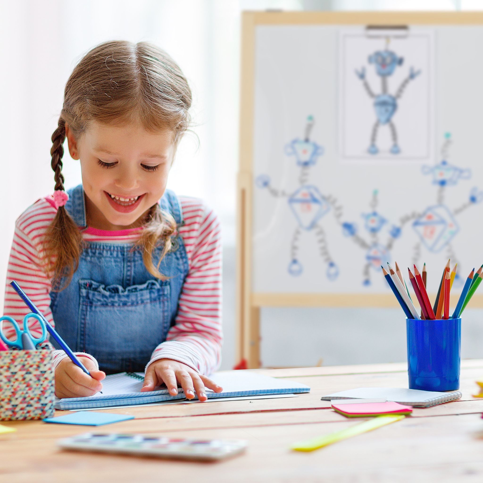 Standtafel Kinder mit Whiteboard Weiss-Dunkelgrün-Hellbraun von guteszeug.ch