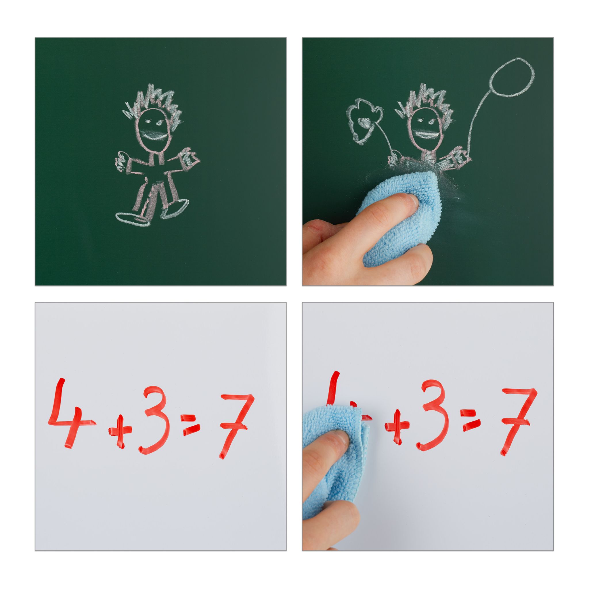 Standtafel Kinder mit Whiteboard Weiss-Dunkelgrün-Hellbraun von guteszeug.ch