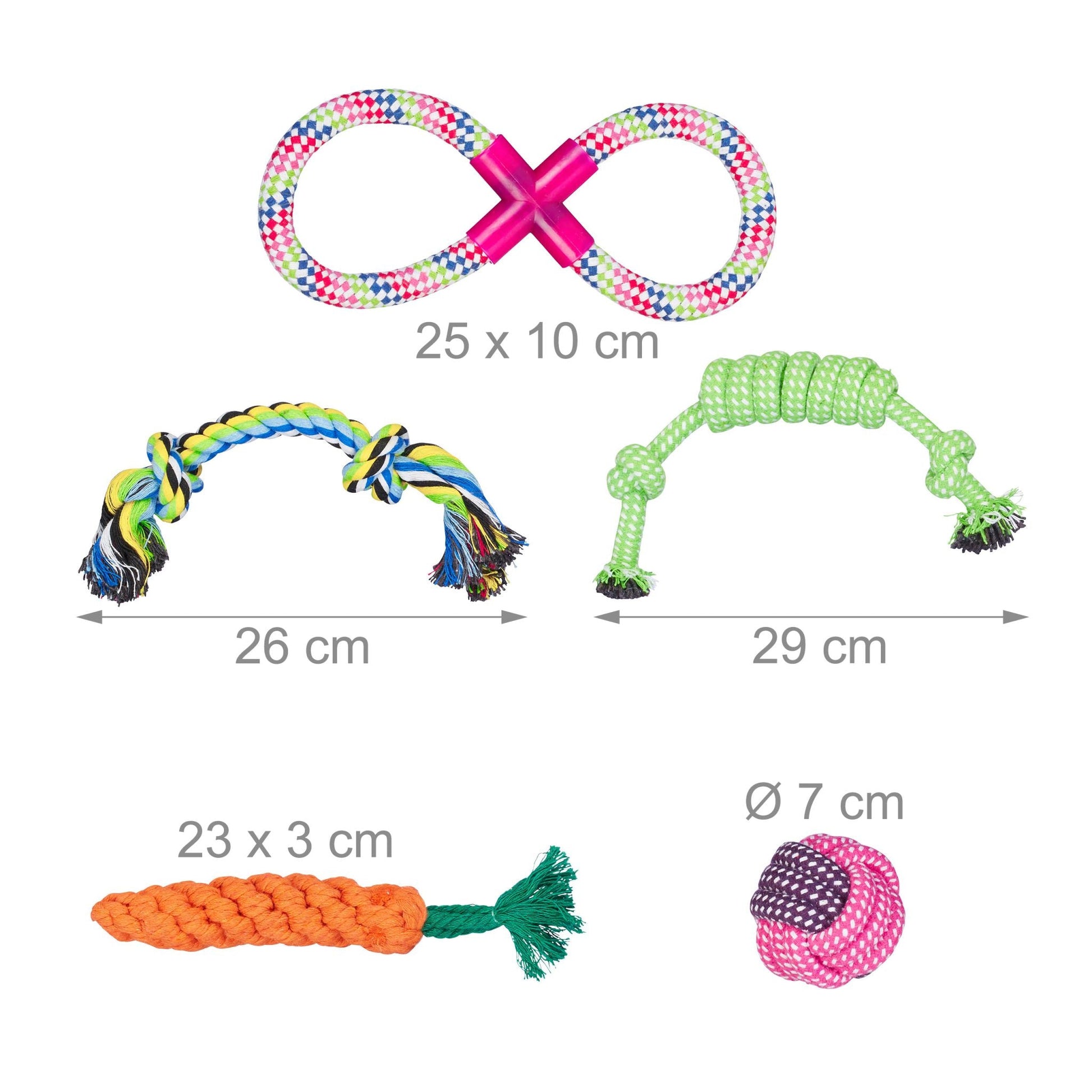 Hundespielzeug Set 10 teilig Blau-Grün-Orange von Relaxdays